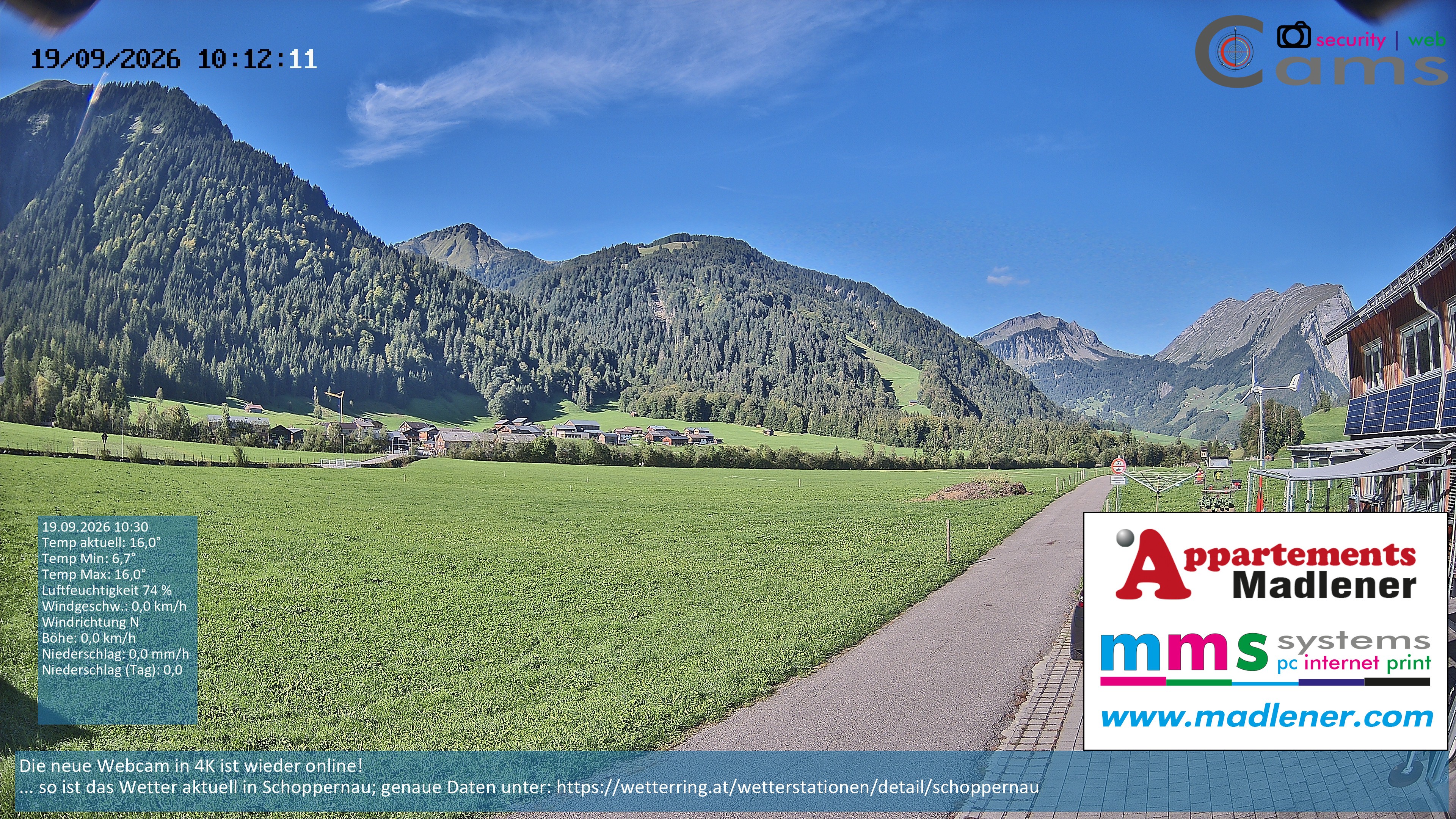 Archived image Webcam Schoppernau lower valley in the Bregenzerwald