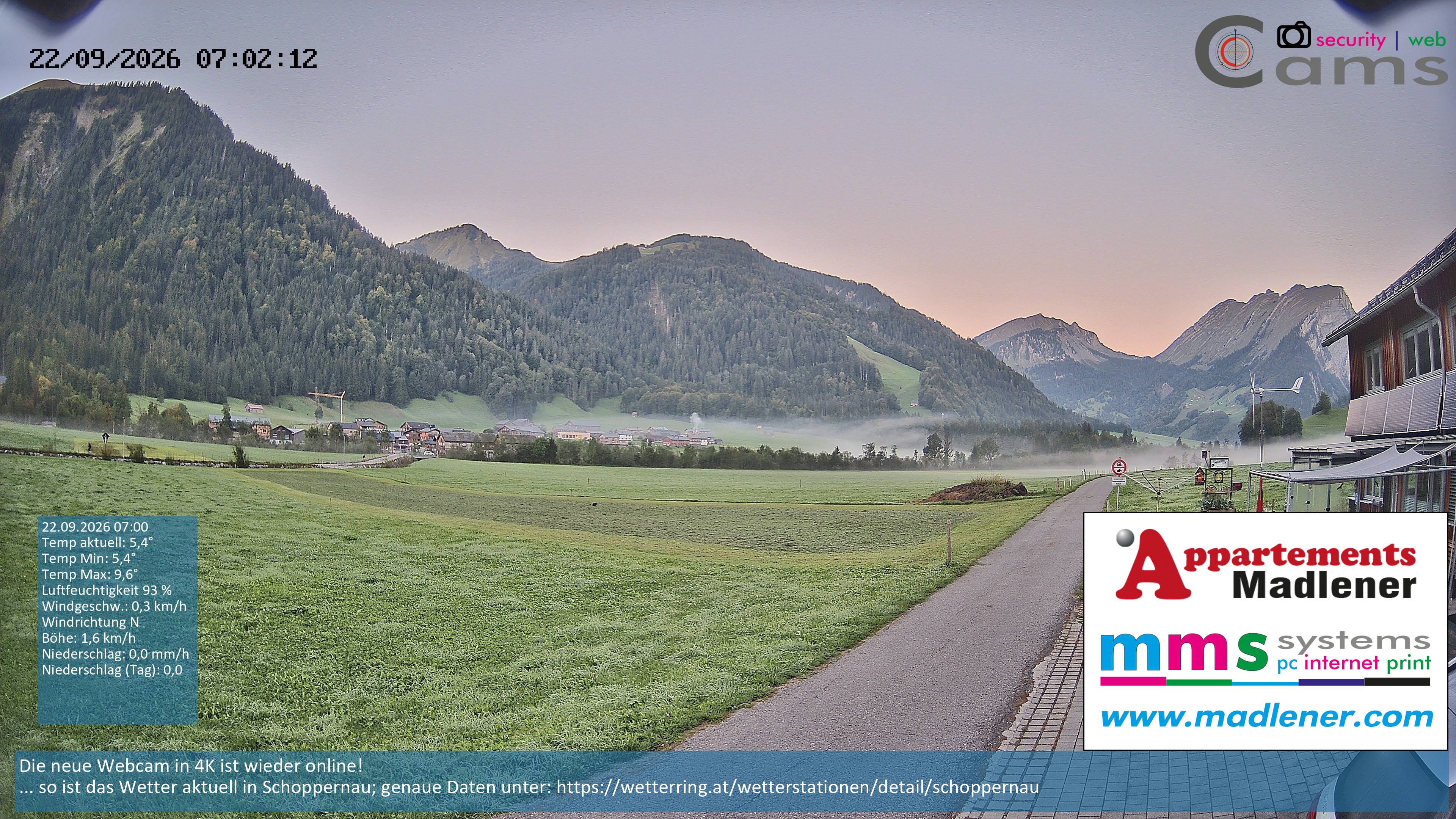 Archiv Foto Webcam Schoppernau Unterdorf im Bregenzerwald