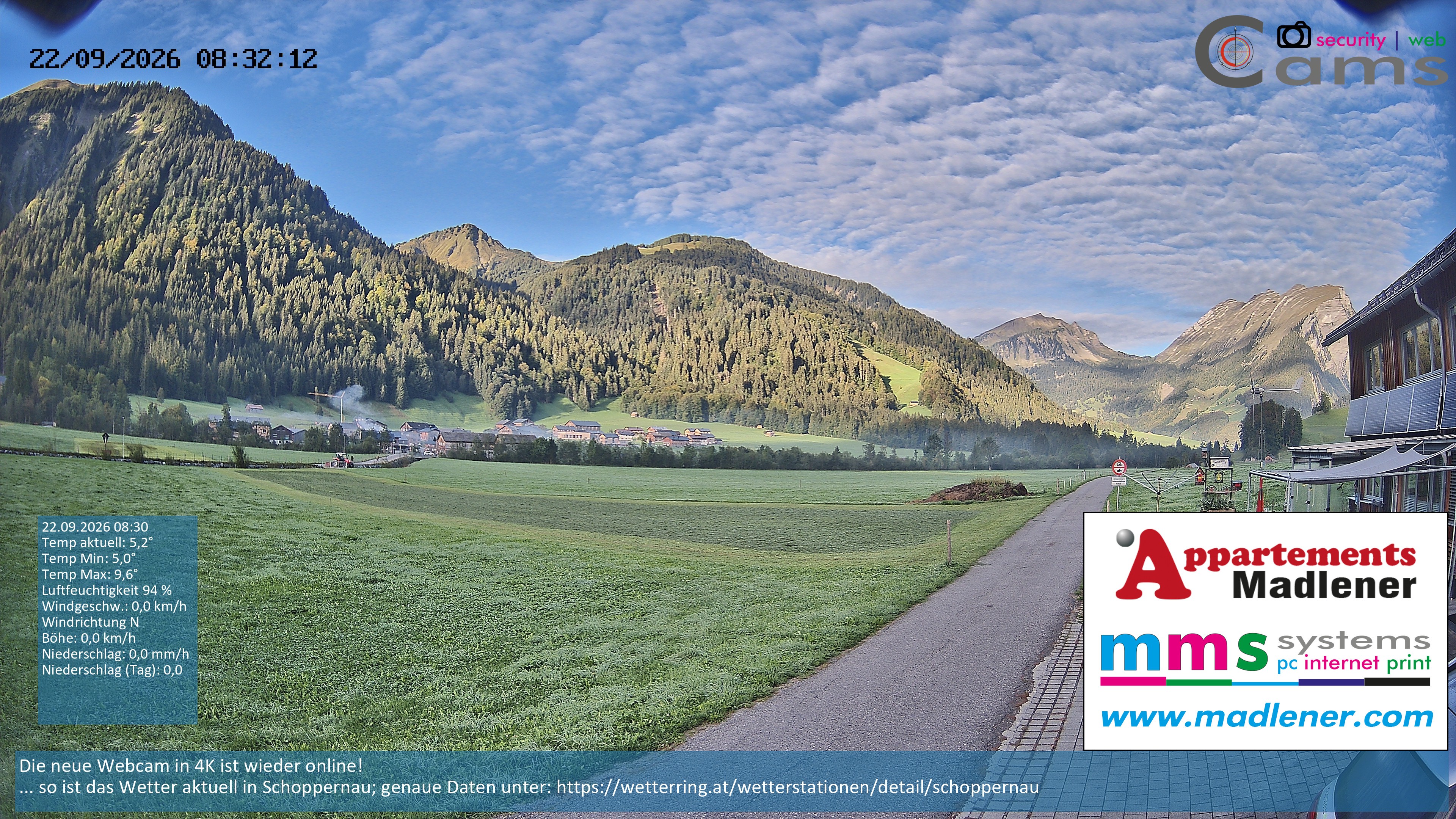 Archiv Foto Webcam Schoppernau Unterdorf im Bregenzerwald