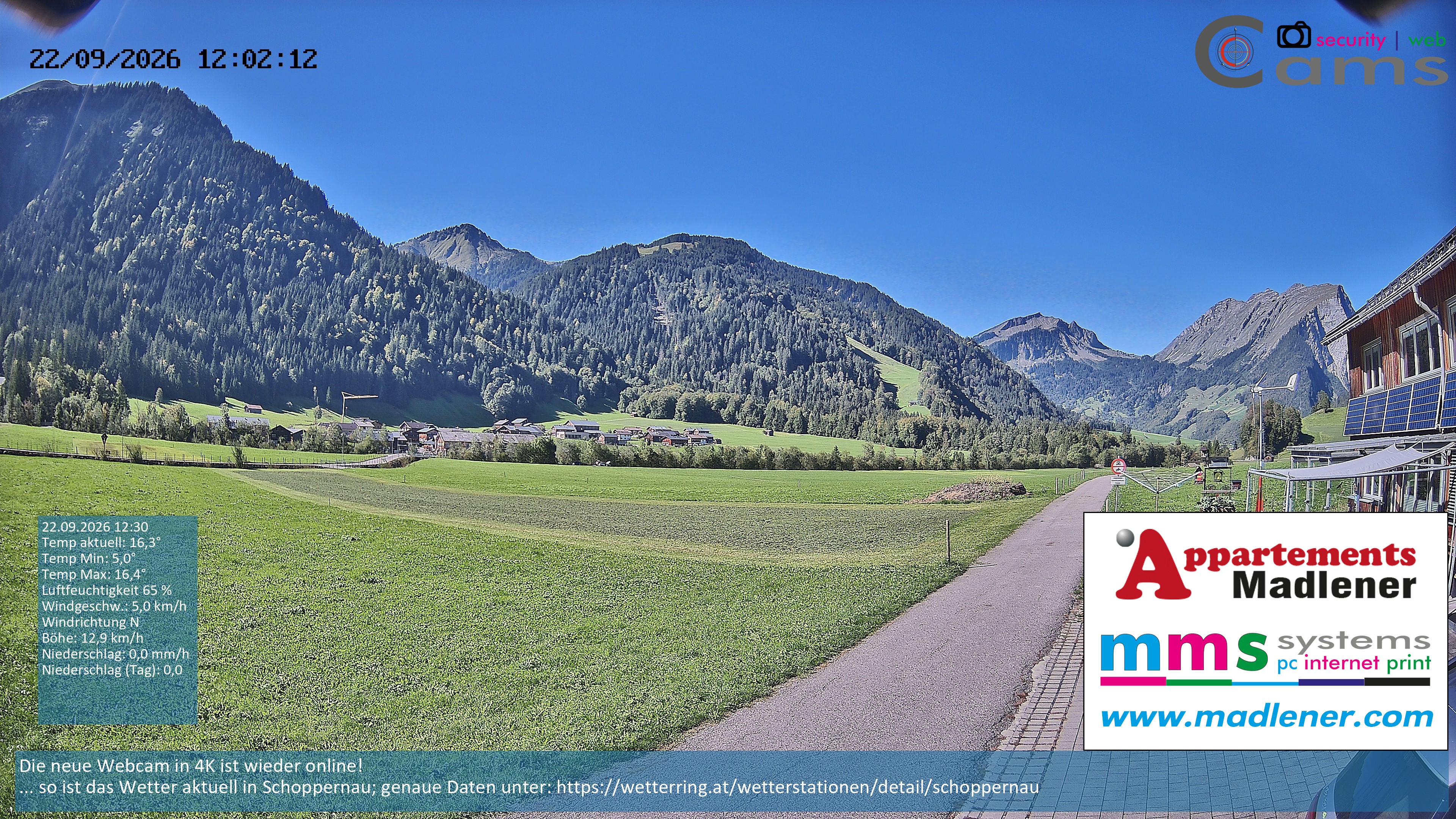 Archiv Foto Webcam Schoppernau Unterdorf im Bregenzerwald