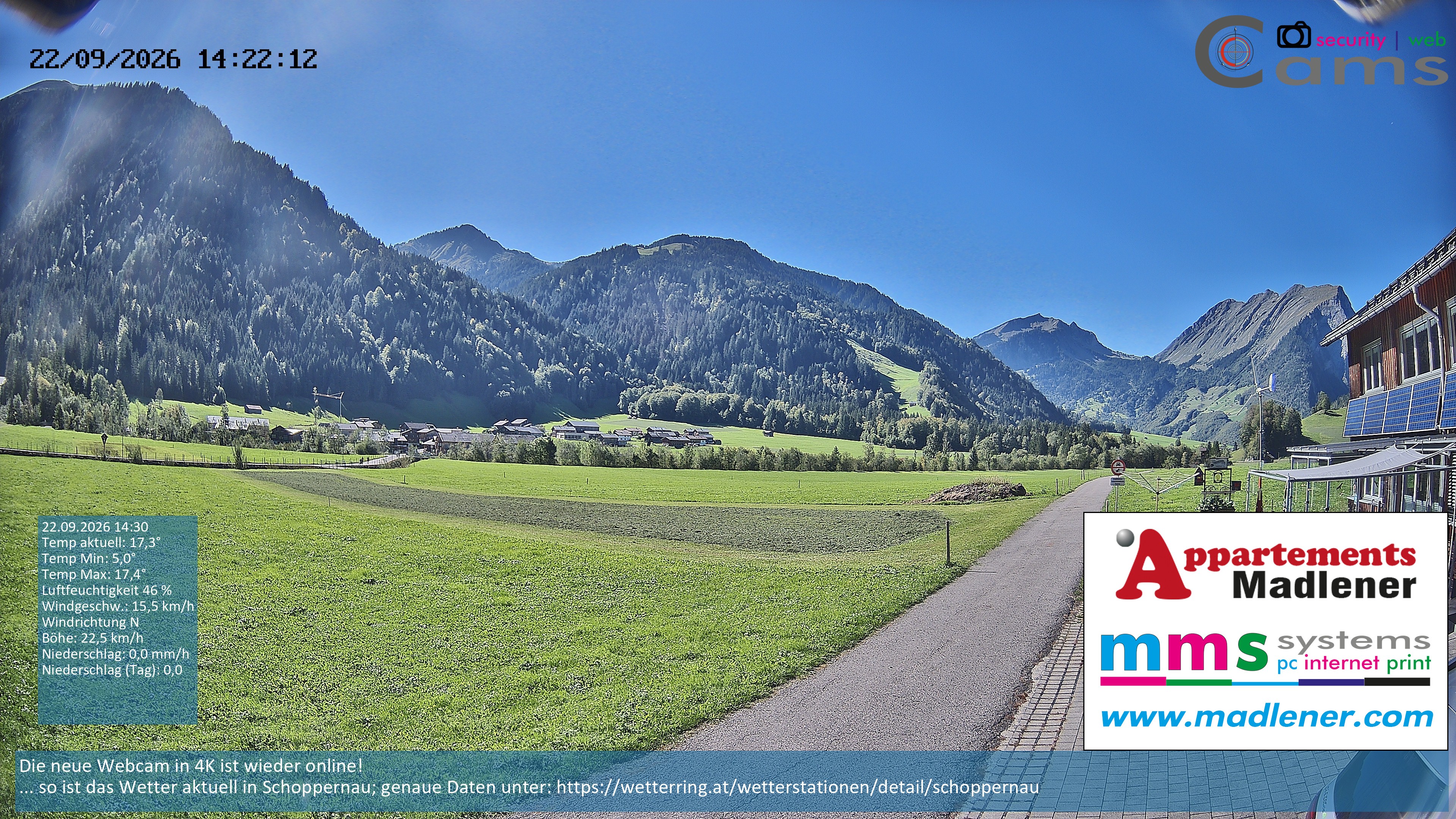 Archiv Foto Webcam Schoppernau Unterdorf im Bregenzerwald