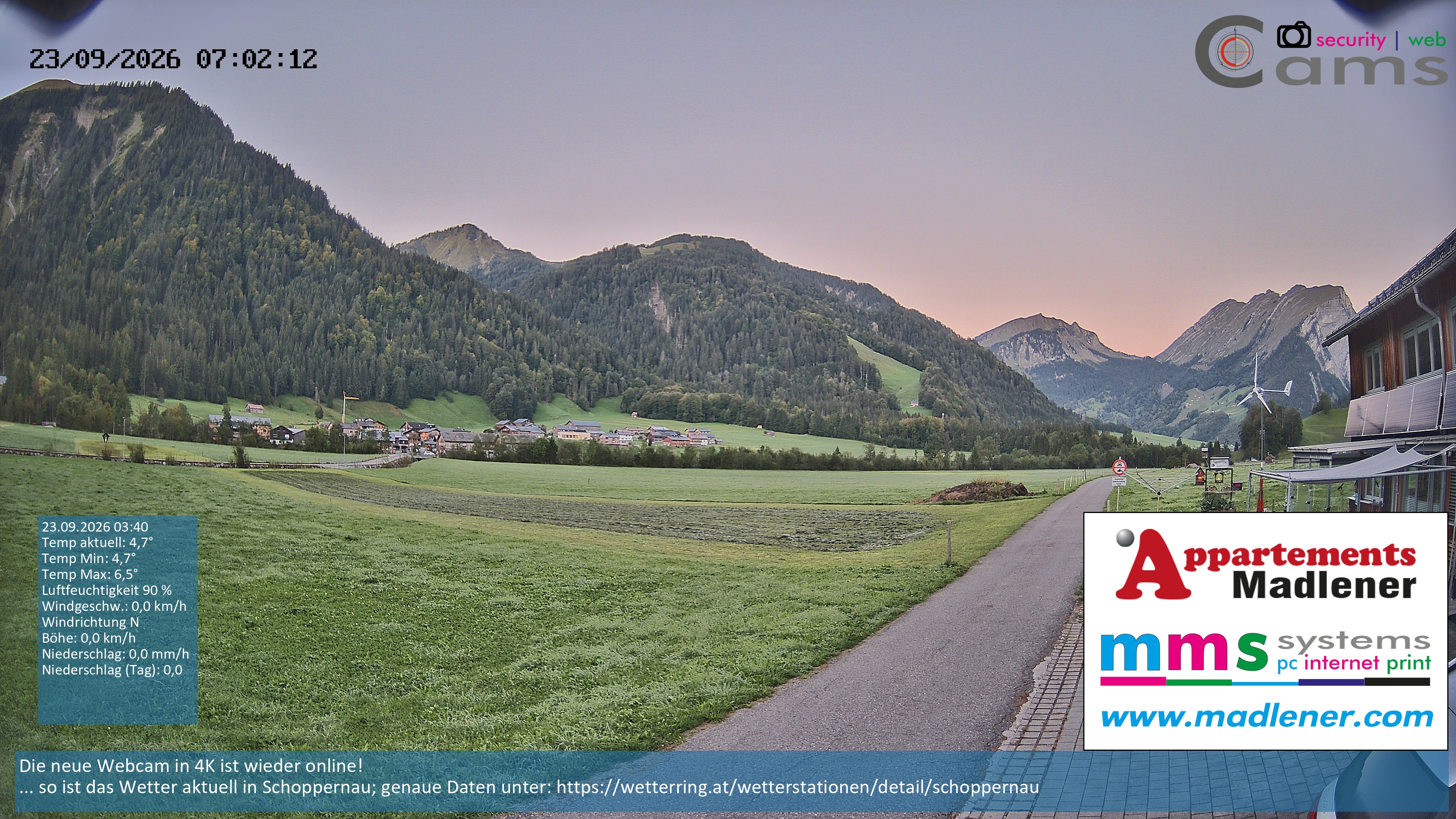 Archiv Foto Webcam Schoppernau Unterdorf im Bregenzerwald