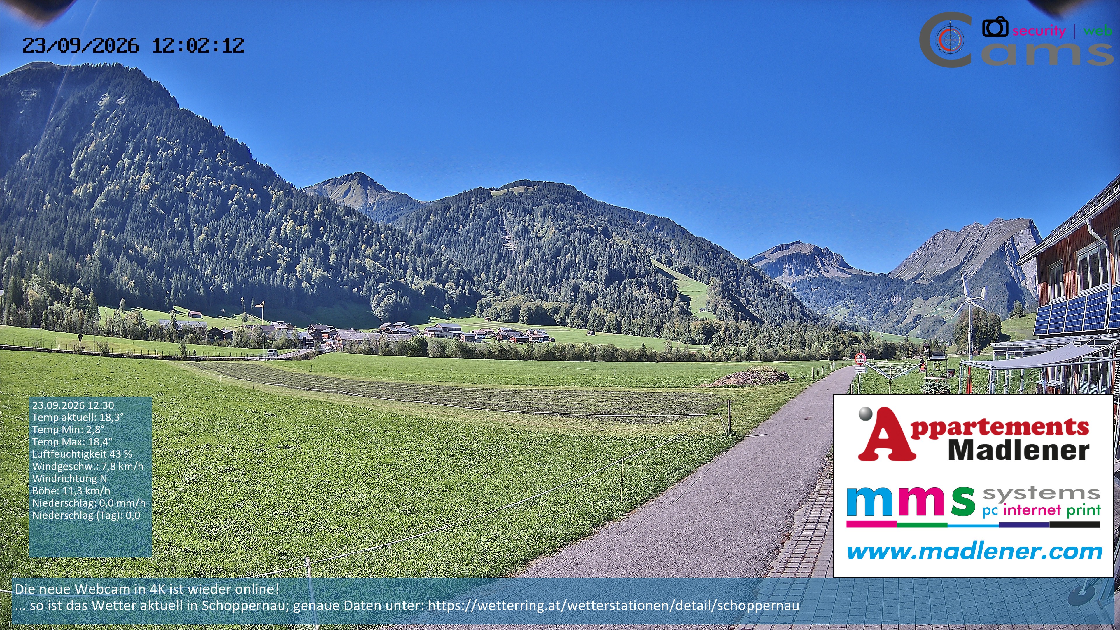 Archiv Foto Webcam Schoppernau Unterdorf im Bregenzerwald
