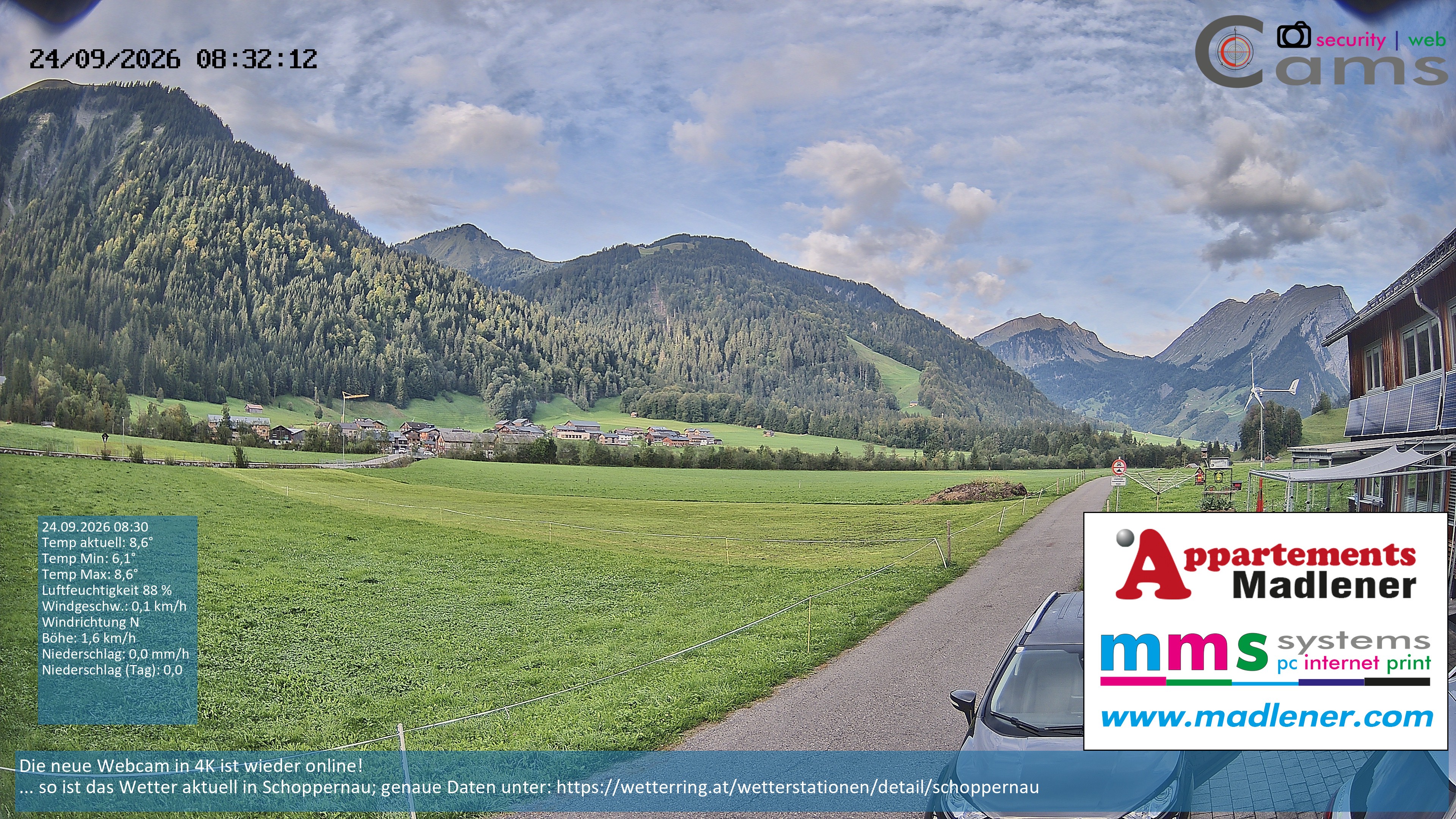 Archiv Foto Webcam Schoppernau Unterdorf im Bregenzerwald