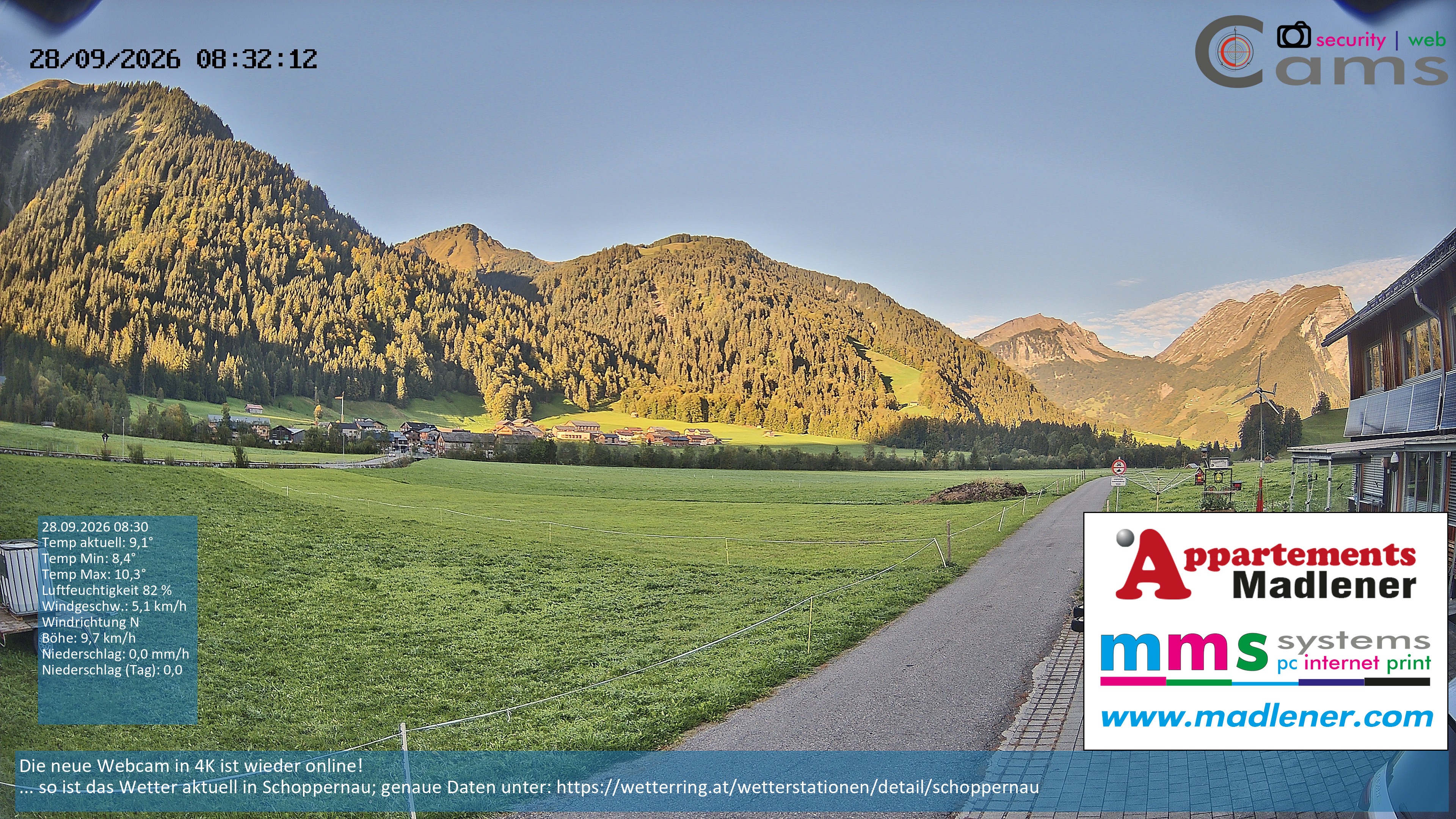Archived image Webcam Schoppernau lower valley in the Bregenzerwald