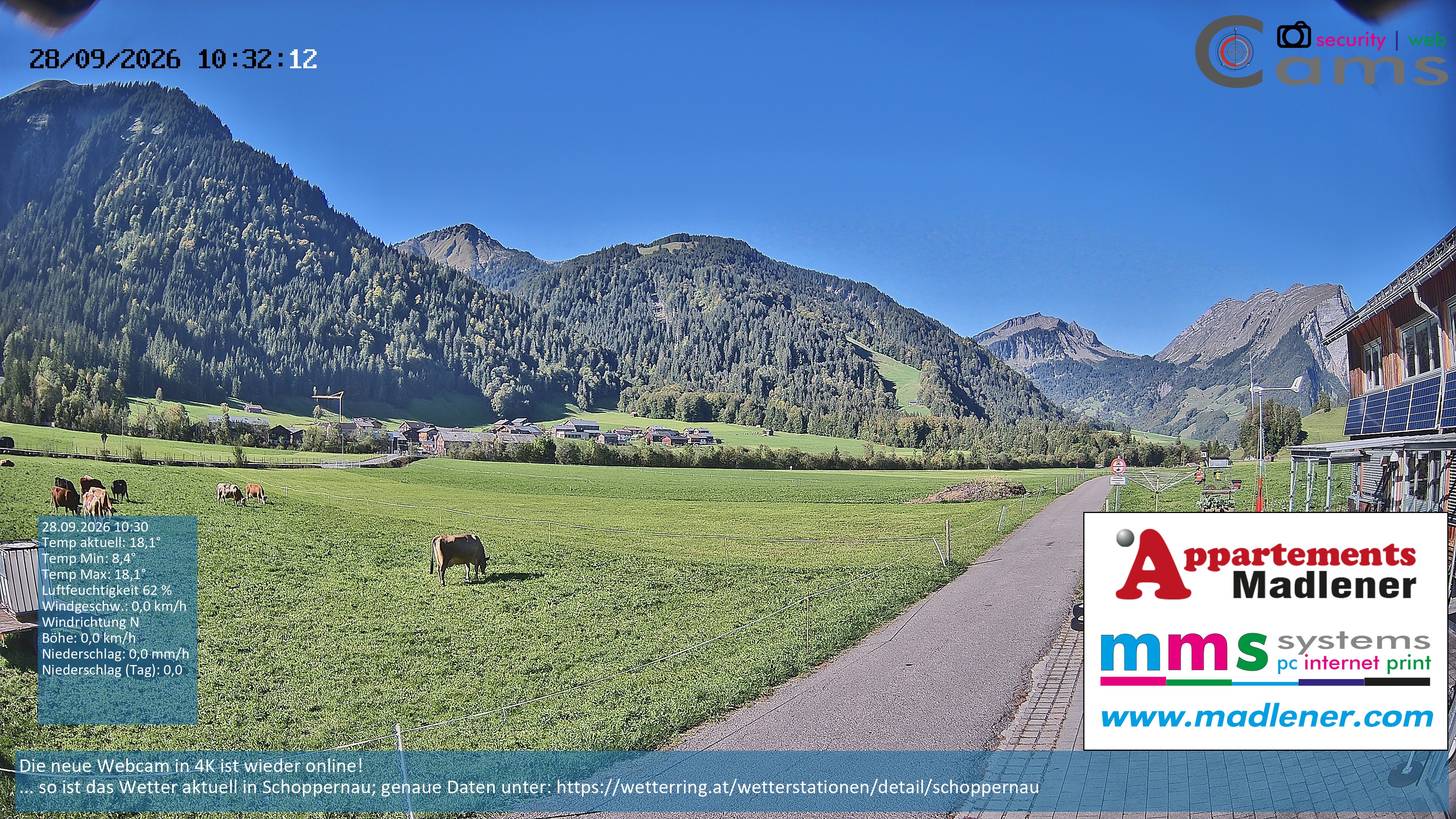 Archived image Webcam Schoppernau lower valley in the Bregenzerwald