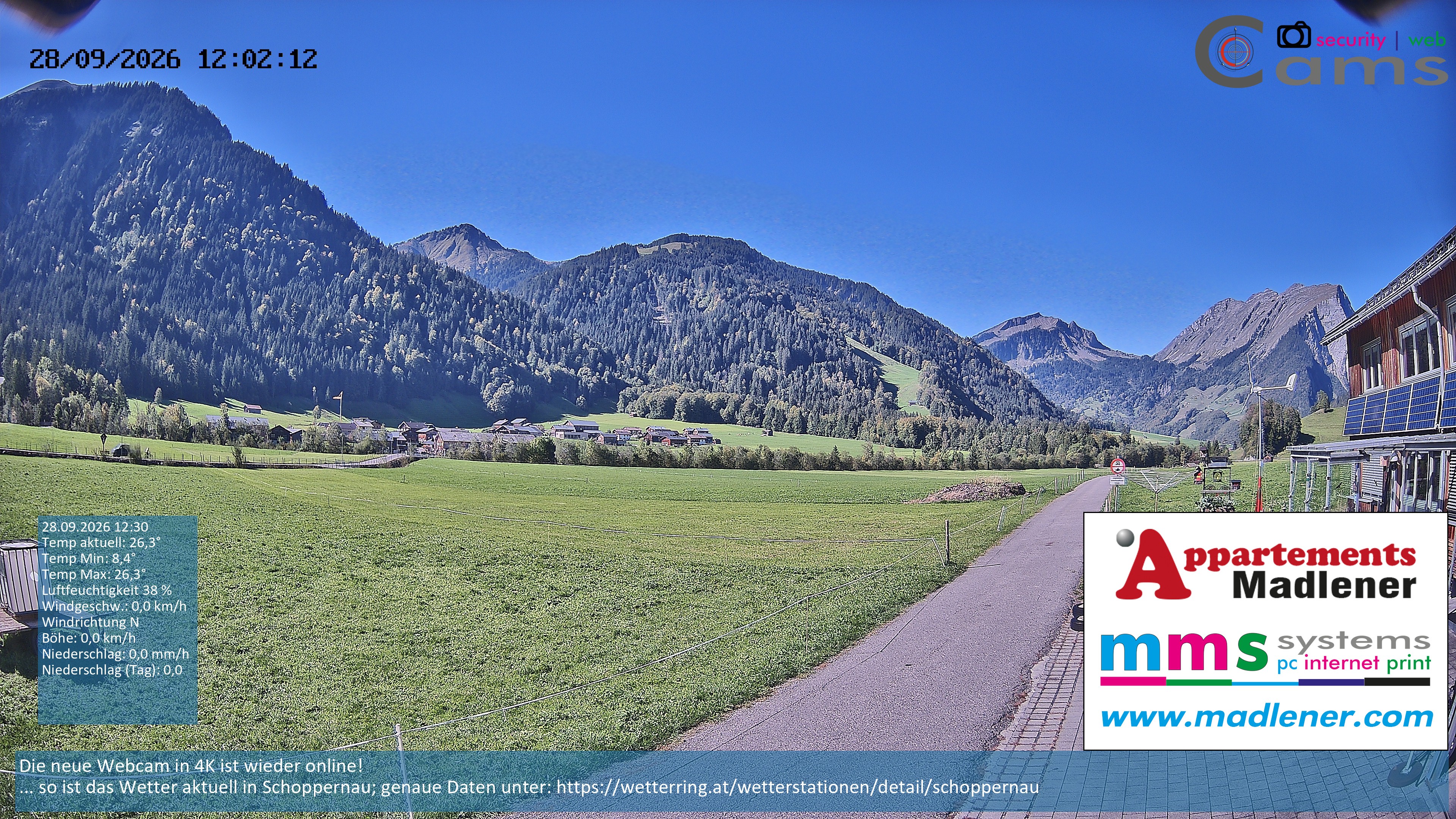 Archived image Webcam Schoppernau lower valley in the Bregenzerwald