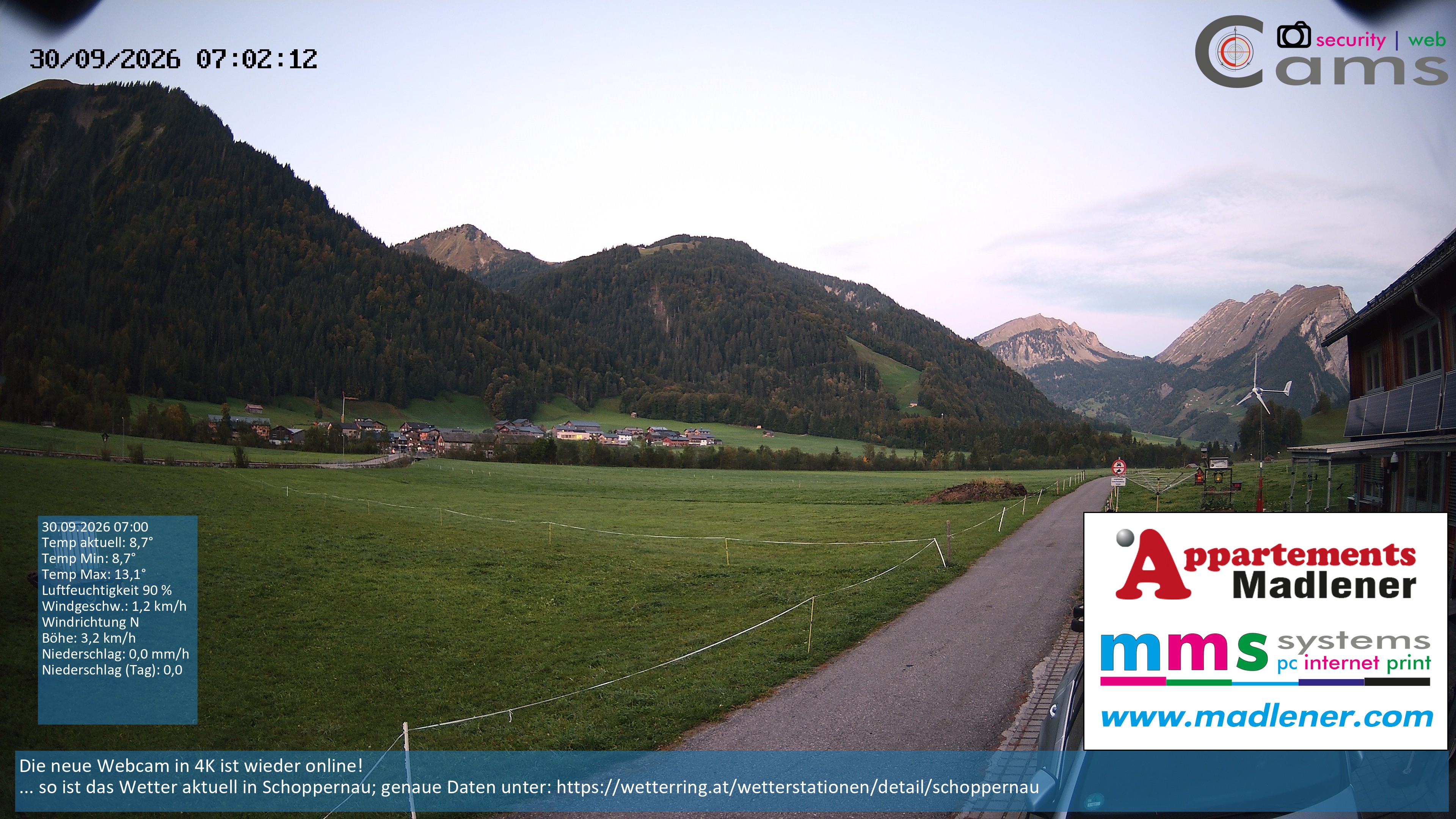 Archiv Foto Webcam Schoppernau Unterdorf im Bregenzerwald