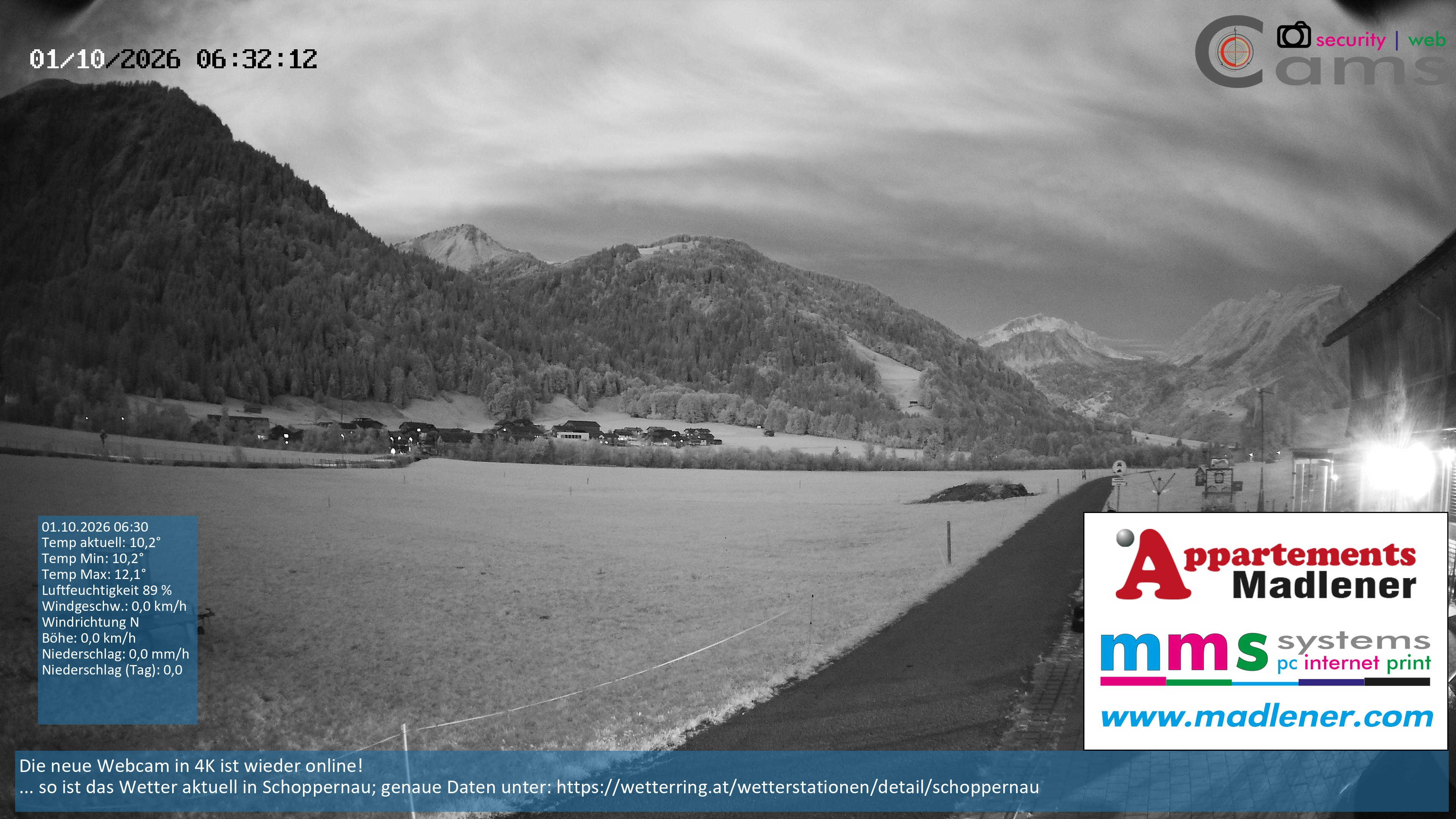 Archived image Webcam Schoppernau lower valley in the Bregenzerwald