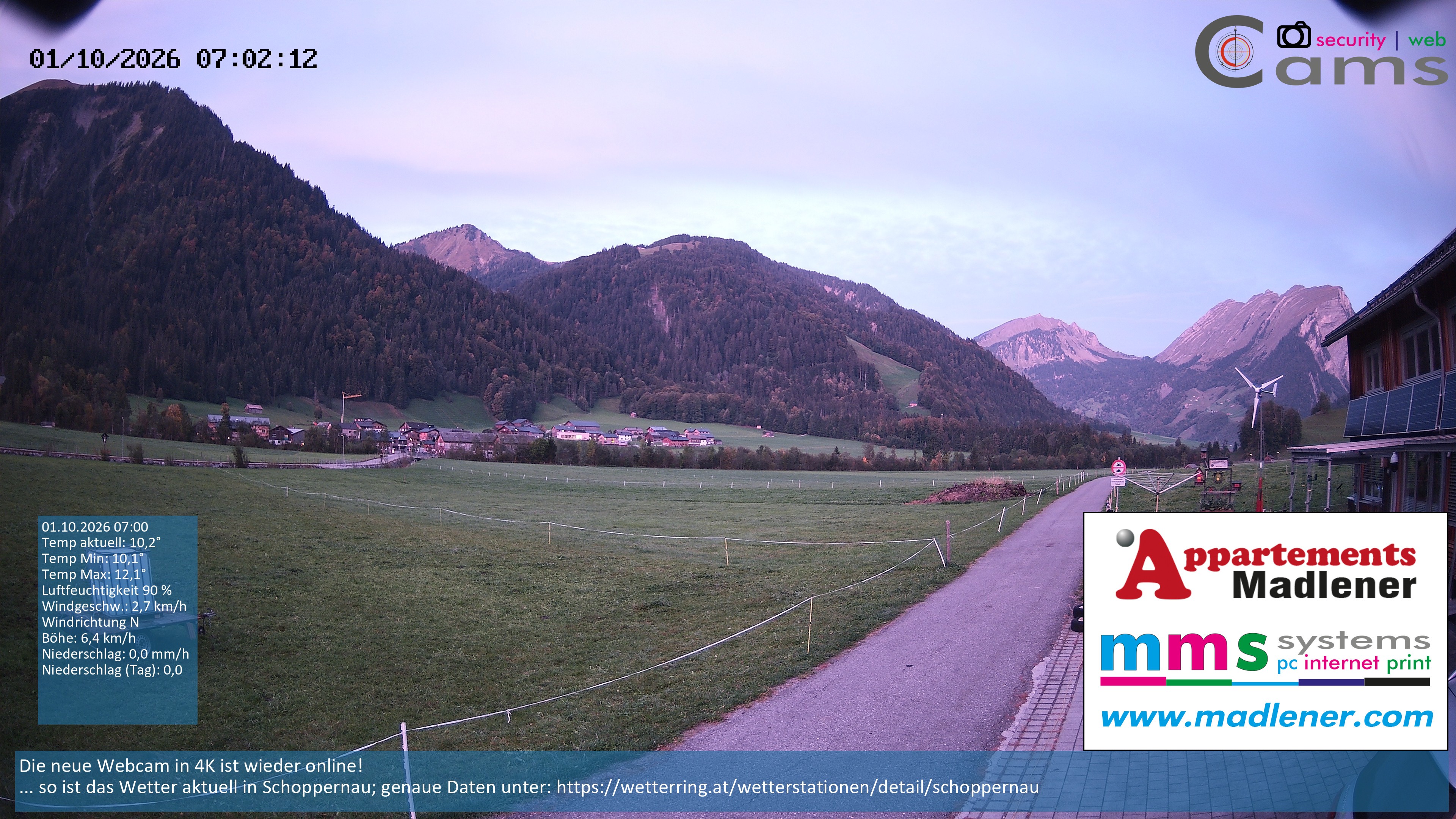Archived image Webcam Schoppernau lower valley in the Bregenzerwald