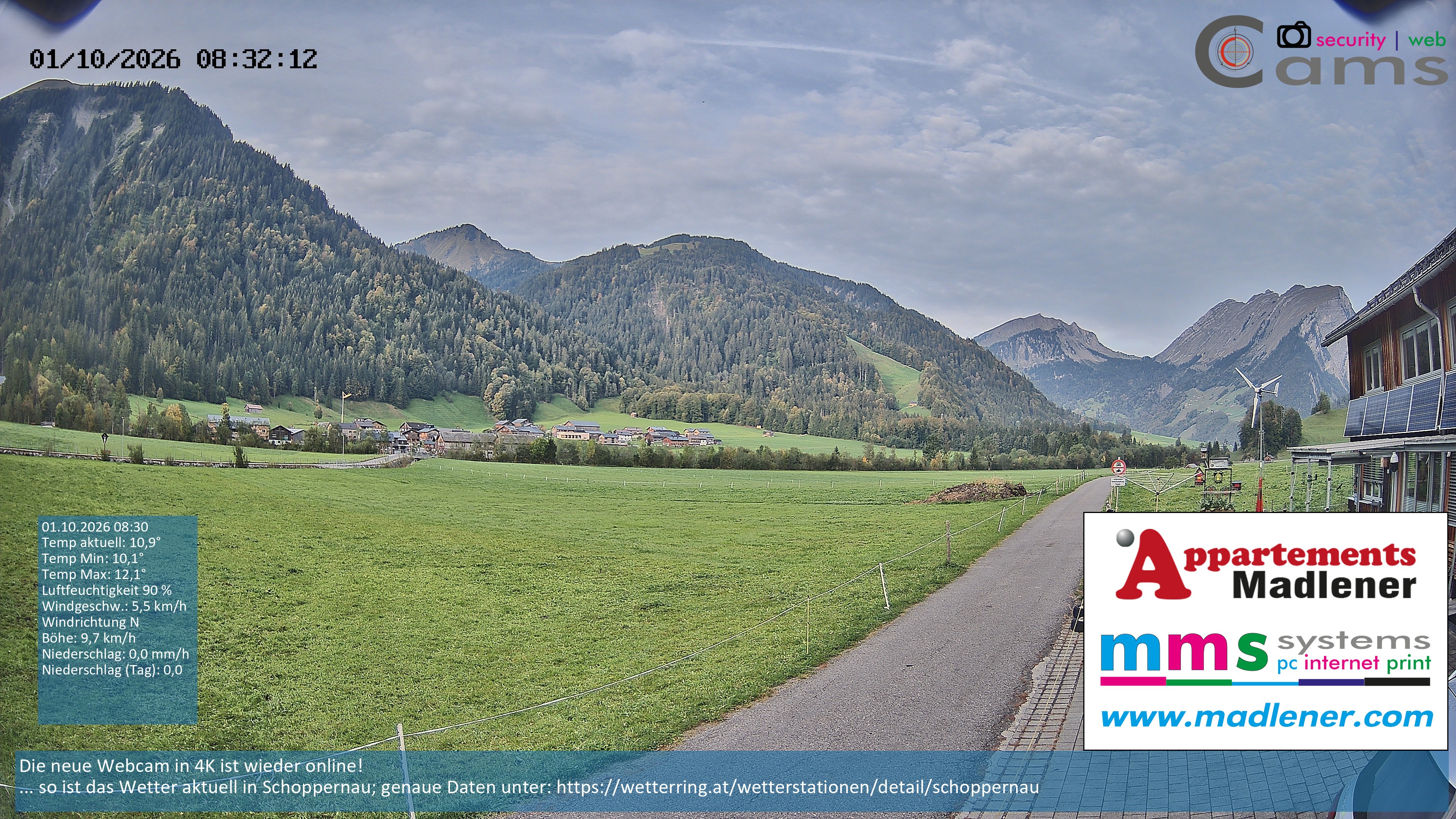Archived image Webcam Schoppernau lower valley in the Bregenzerwald