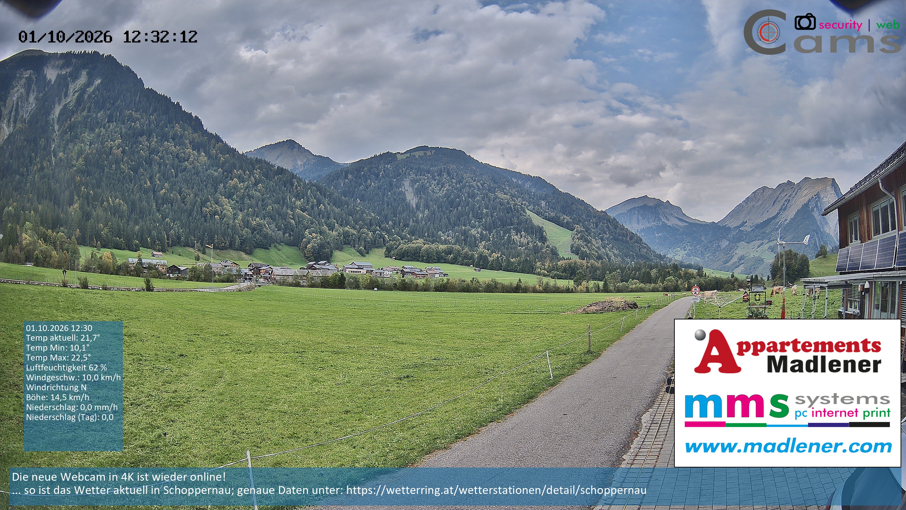 Archiv Foto Webcam Schoppernau Unterdorf im Bregenzerwald