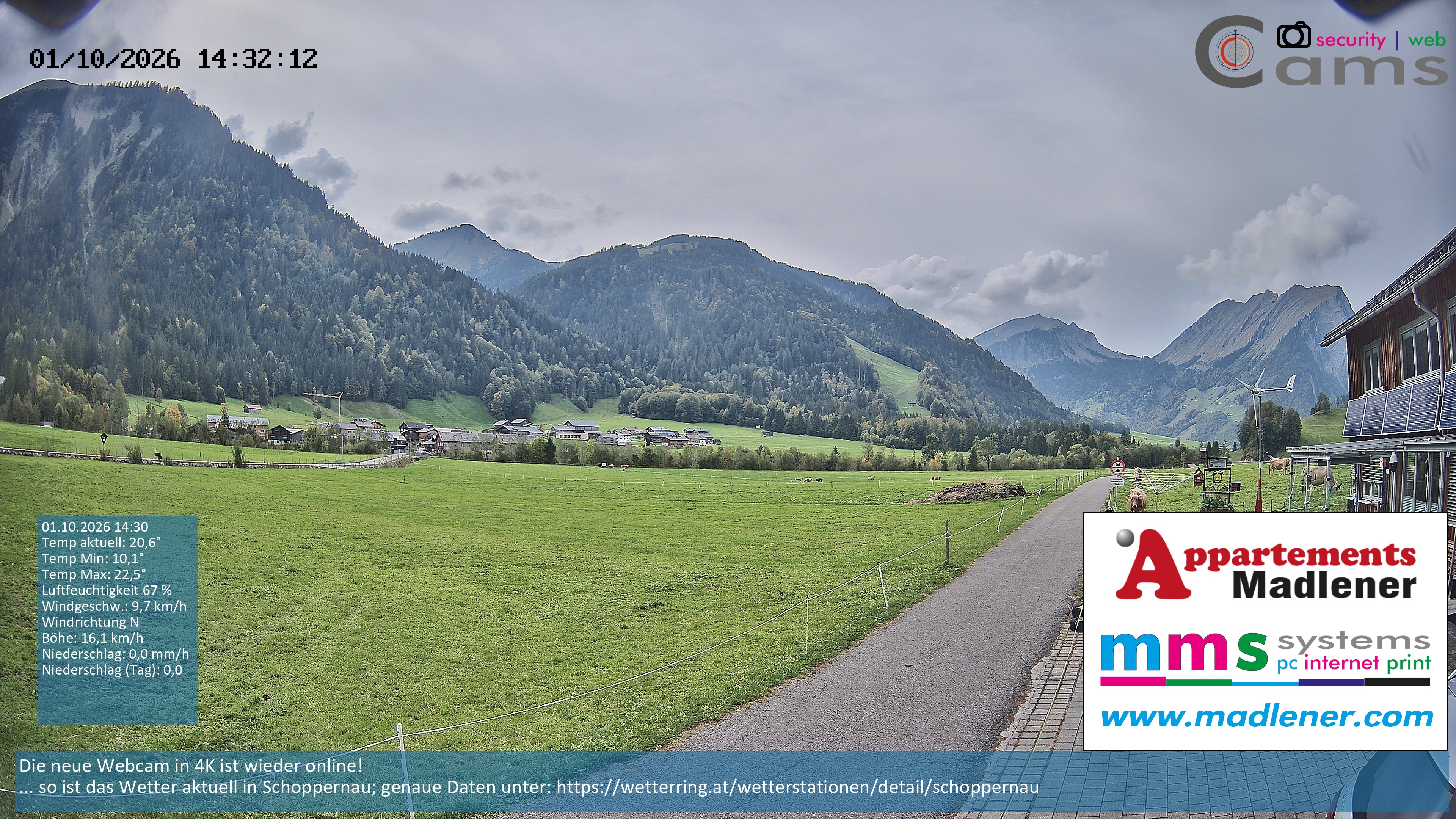 Archiv Foto Webcam Schoppernau Unterdorf im Bregenzerwald