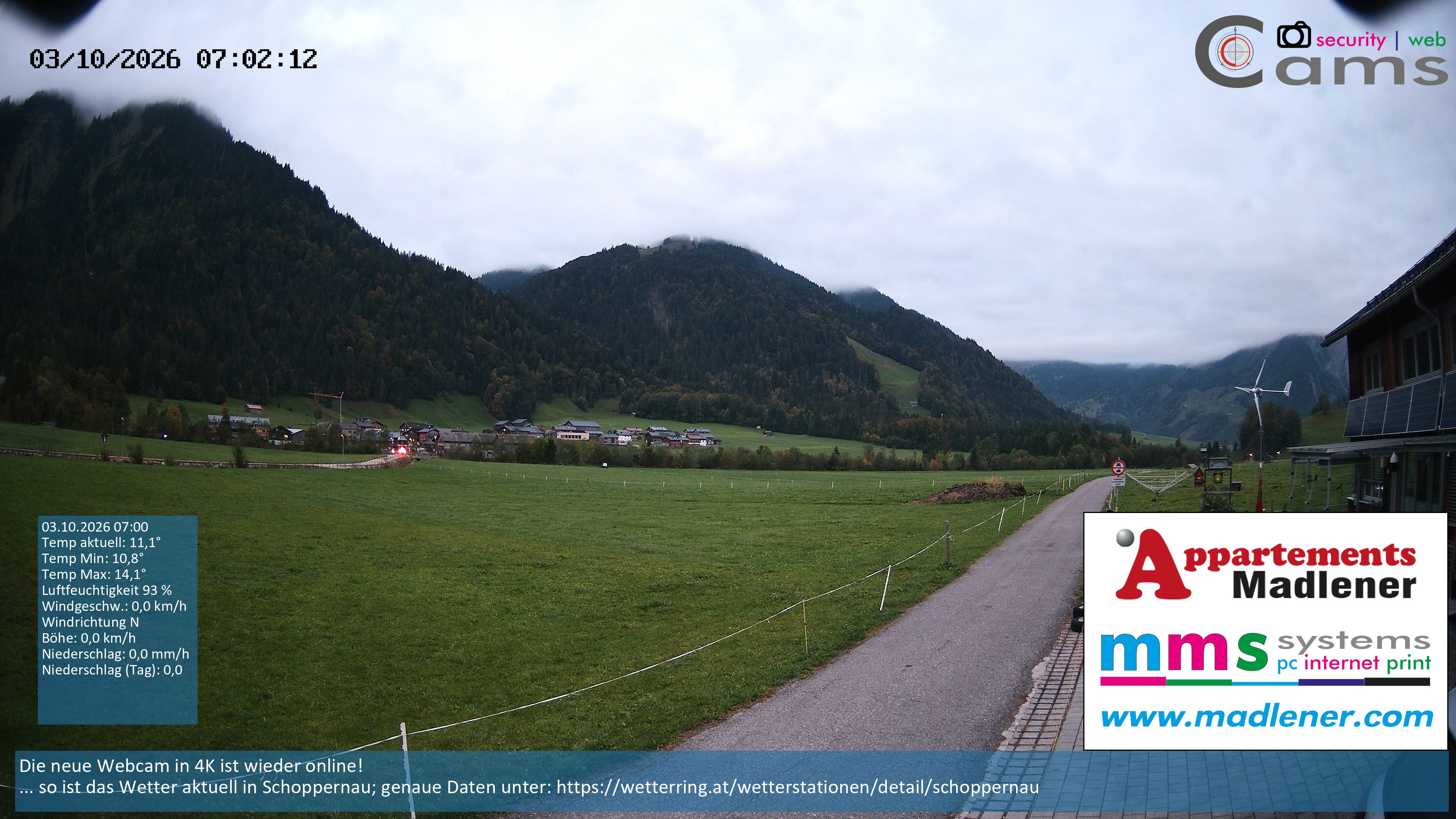 Archived image Webcam Schoppernau lower valley in the Bregenzerwald