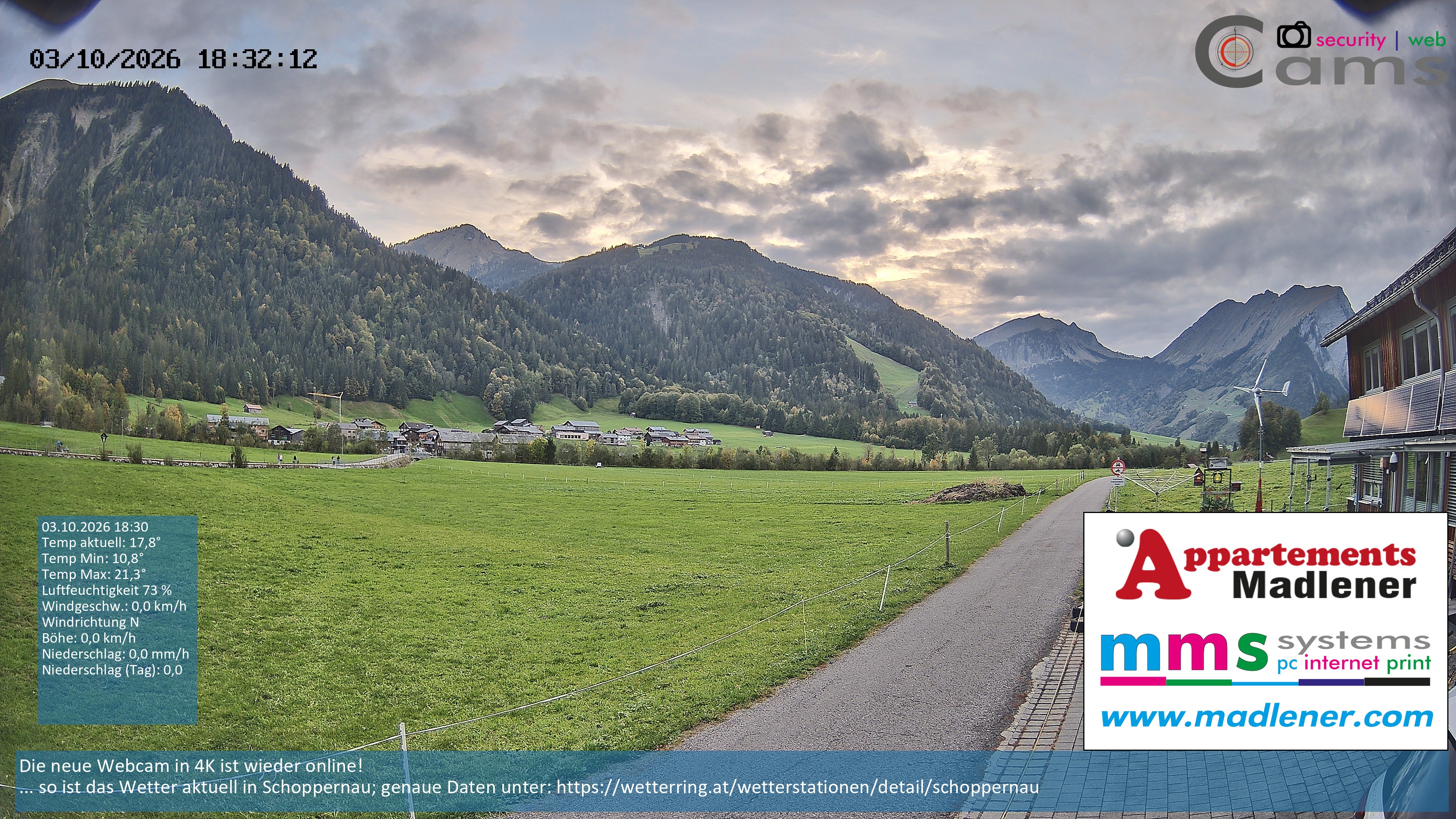 Archived image Webcam Schoppernau lower valley in the Bregenzerwald