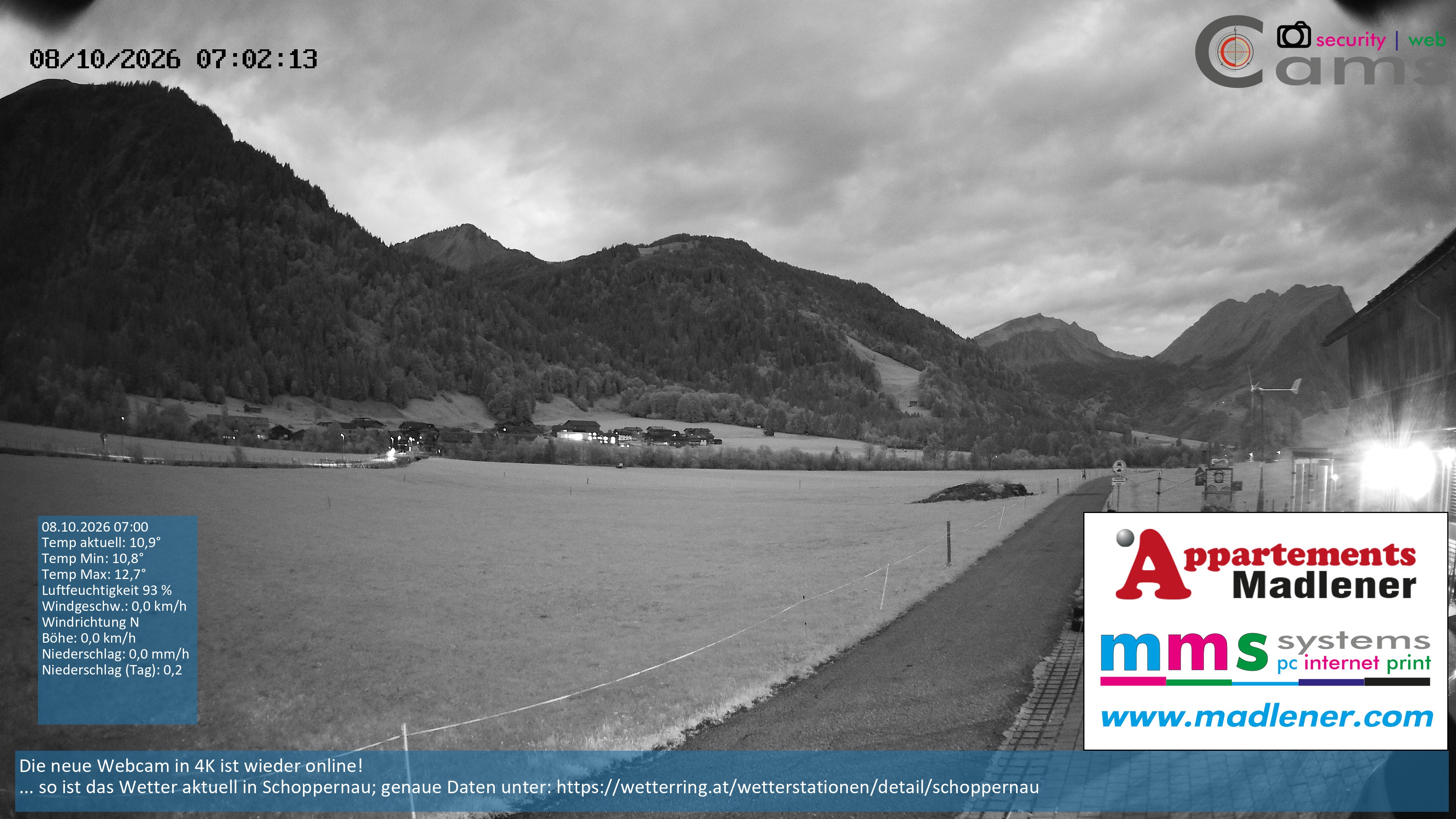 Archived image Webcam Schoppernau lower valley in the Bregenzerwald