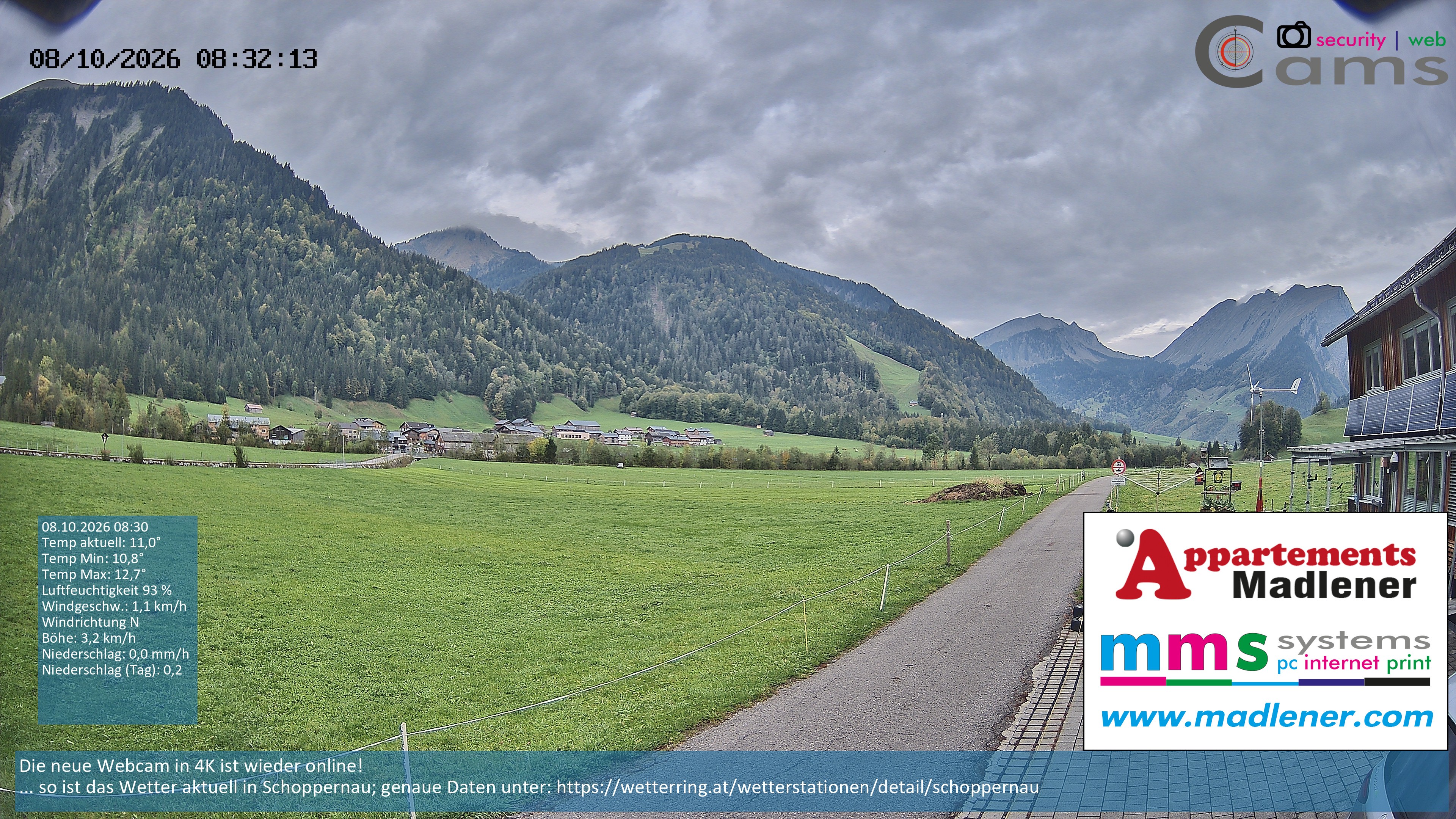 Archived image Webcam Schoppernau lower valley in the Bregenzerwald