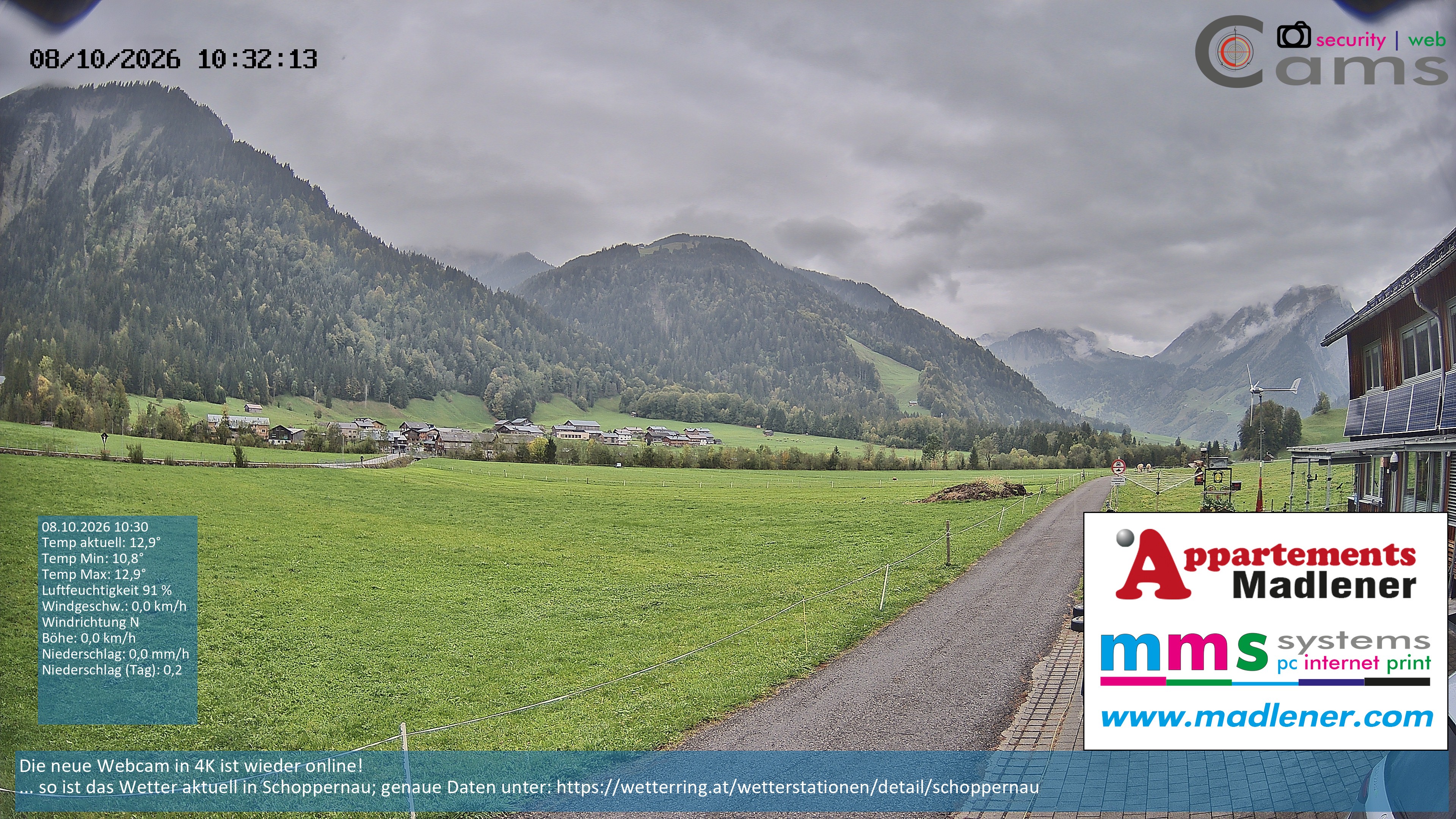 Archived image Webcam Schoppernau lower valley in the Bregenzerwald