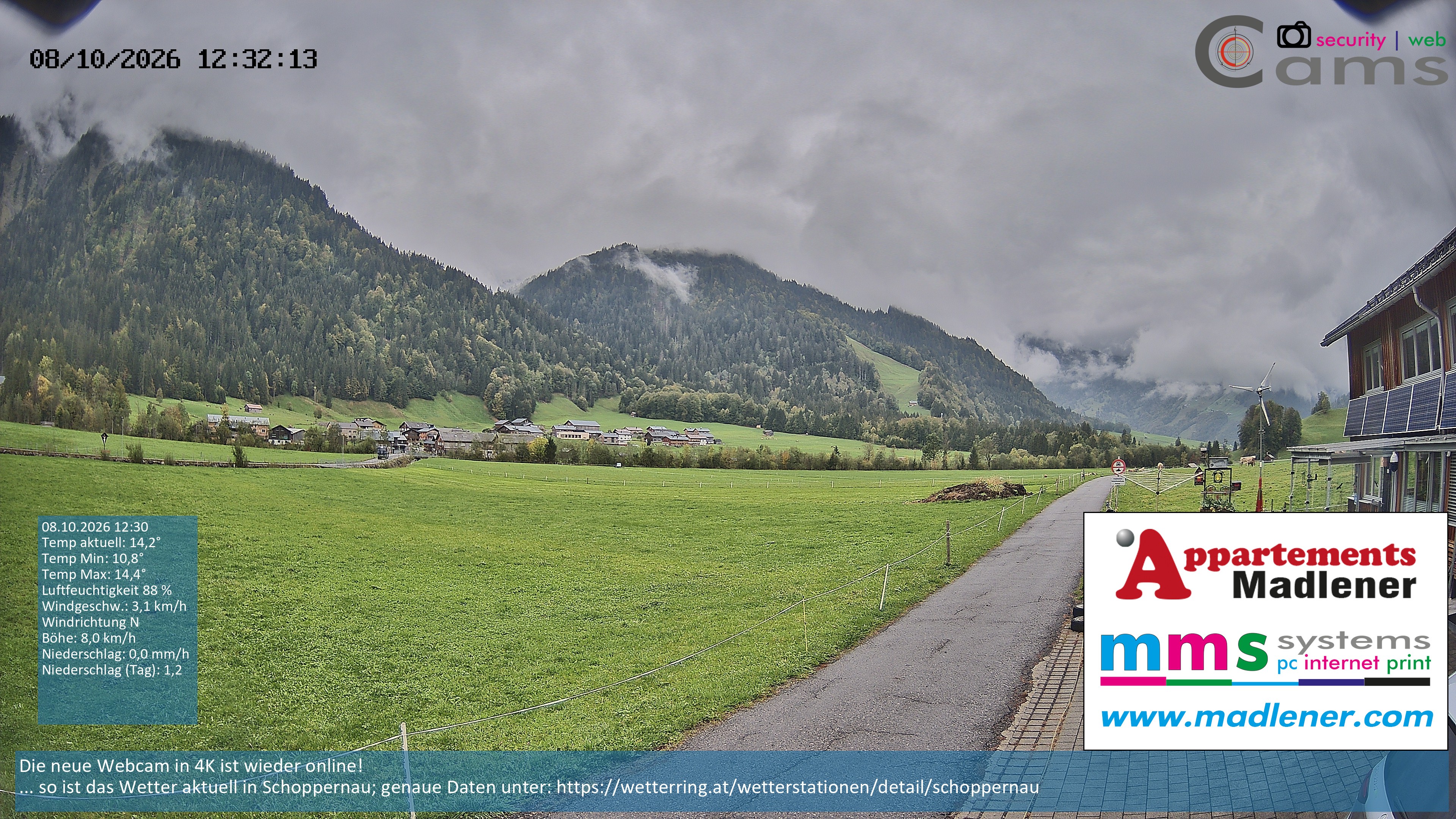 Archived image Webcam Schoppernau lower valley in the Bregenzerwald