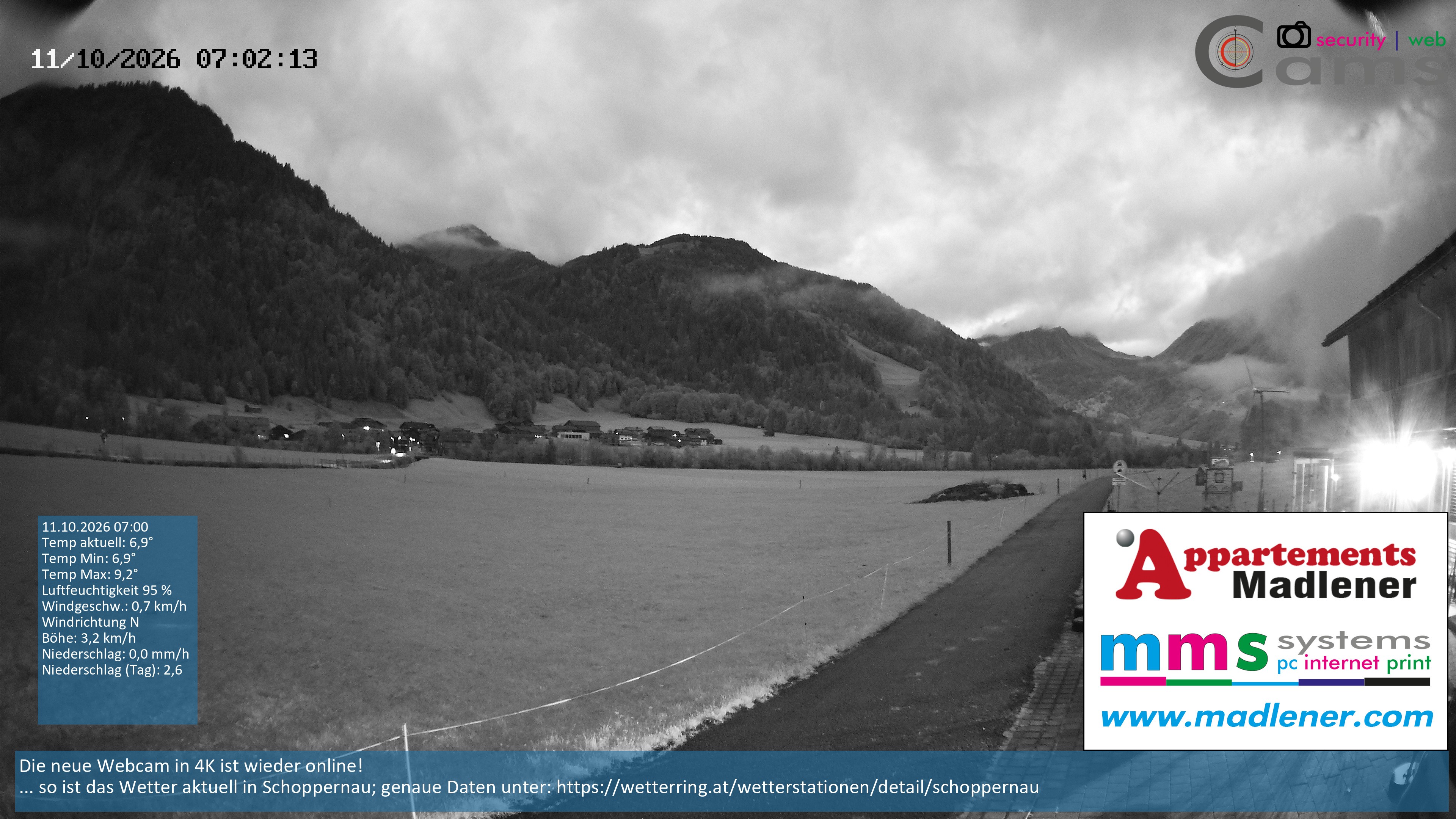 Archived image Webcam Schoppernau lower valley in the Bregenzerwald