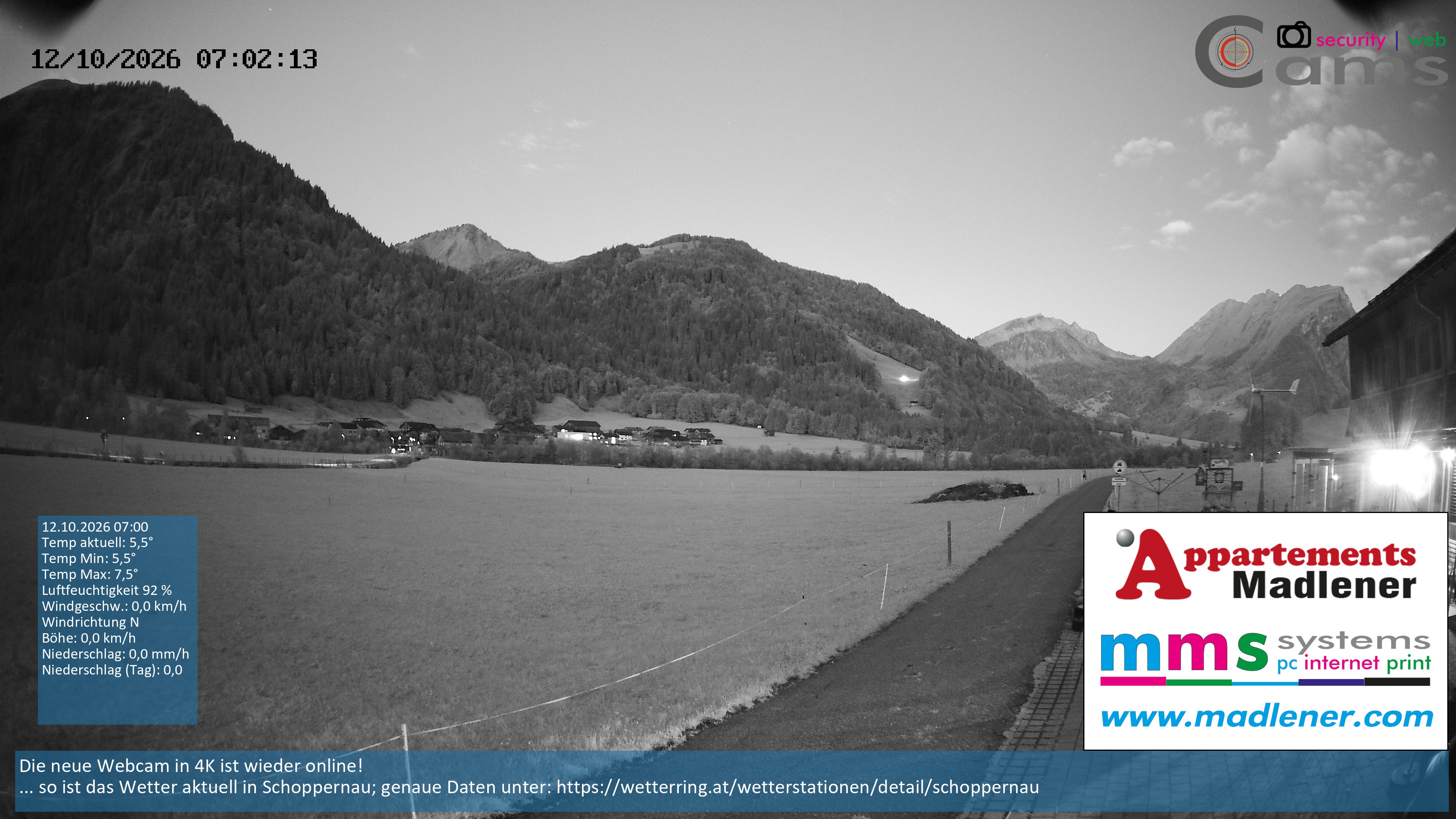 Archiv Foto Webcam Schoppernau Unterdorf im Bregenzerwald