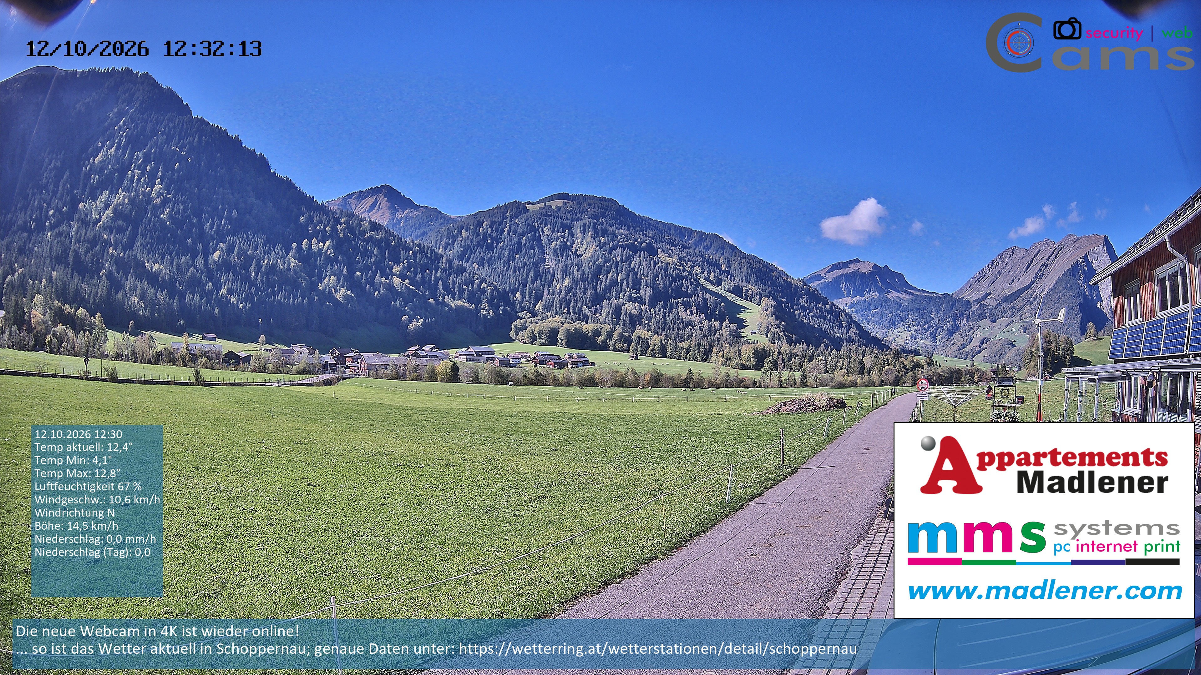 Archiv Foto Webcam Schoppernau Unterdorf im Bregenzerwald