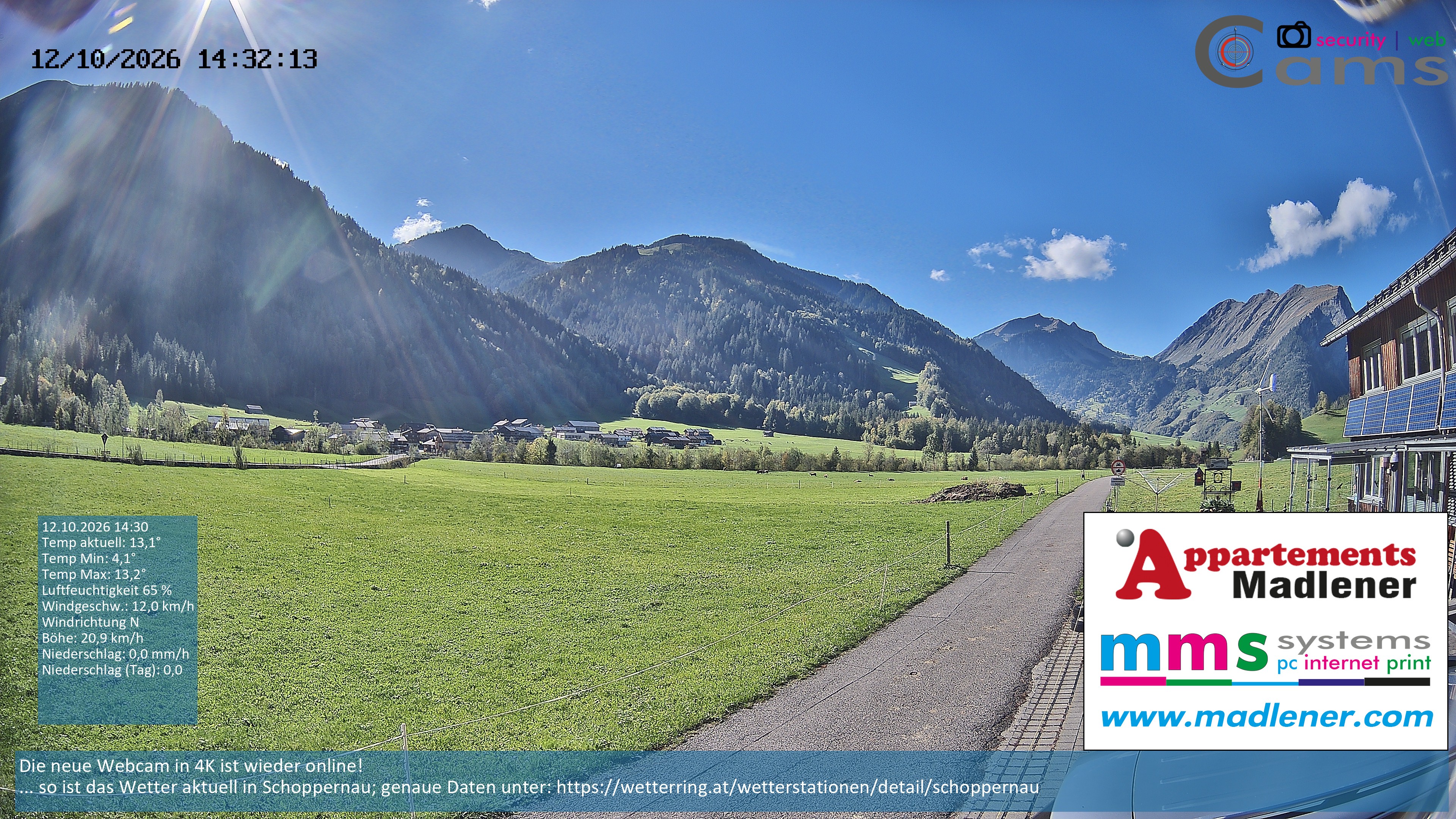 Archiv Foto Webcam Schoppernau Unterdorf im Bregenzerwald