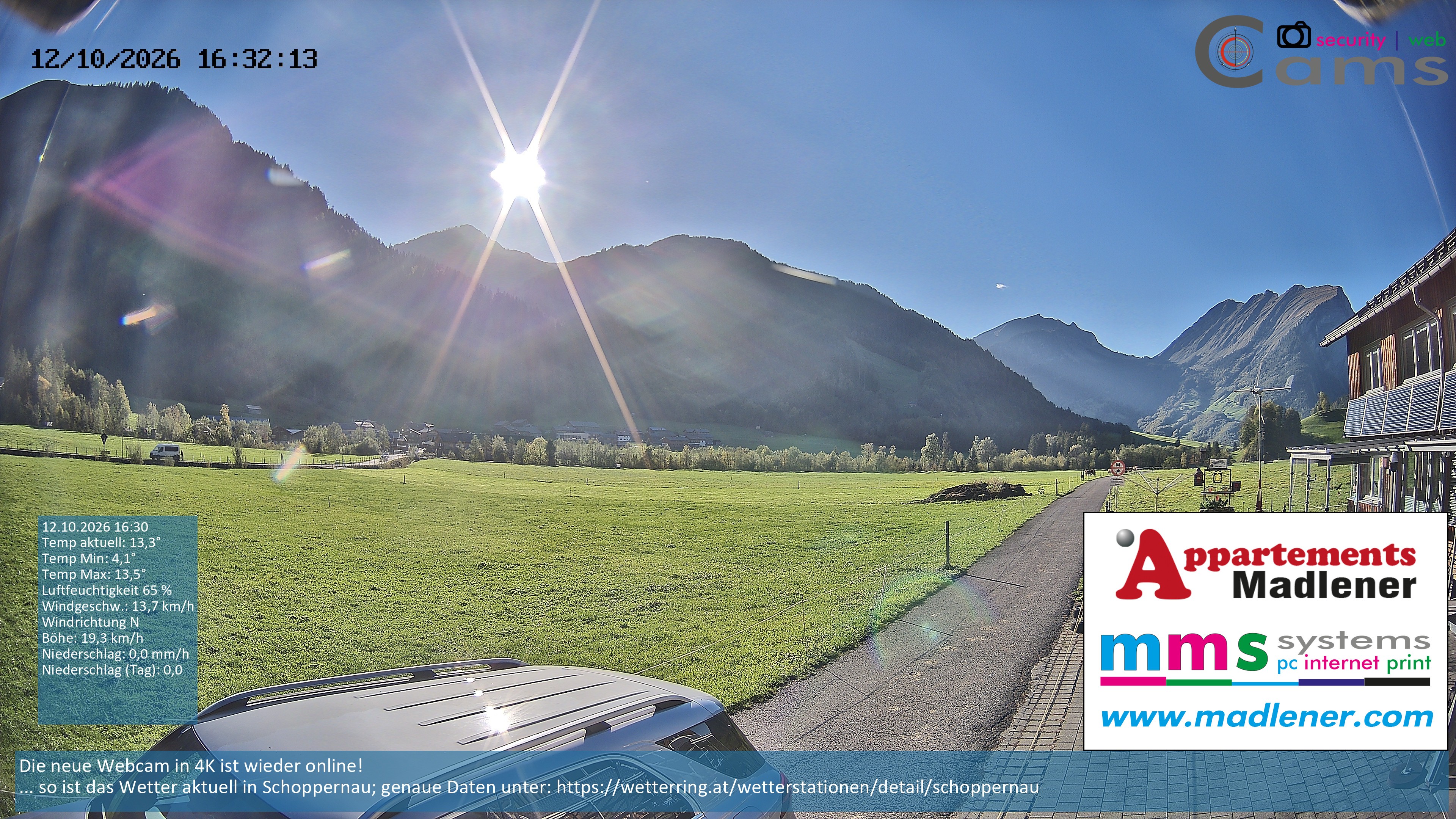Archiv Foto Webcam Schoppernau Unterdorf im Bregenzerwald