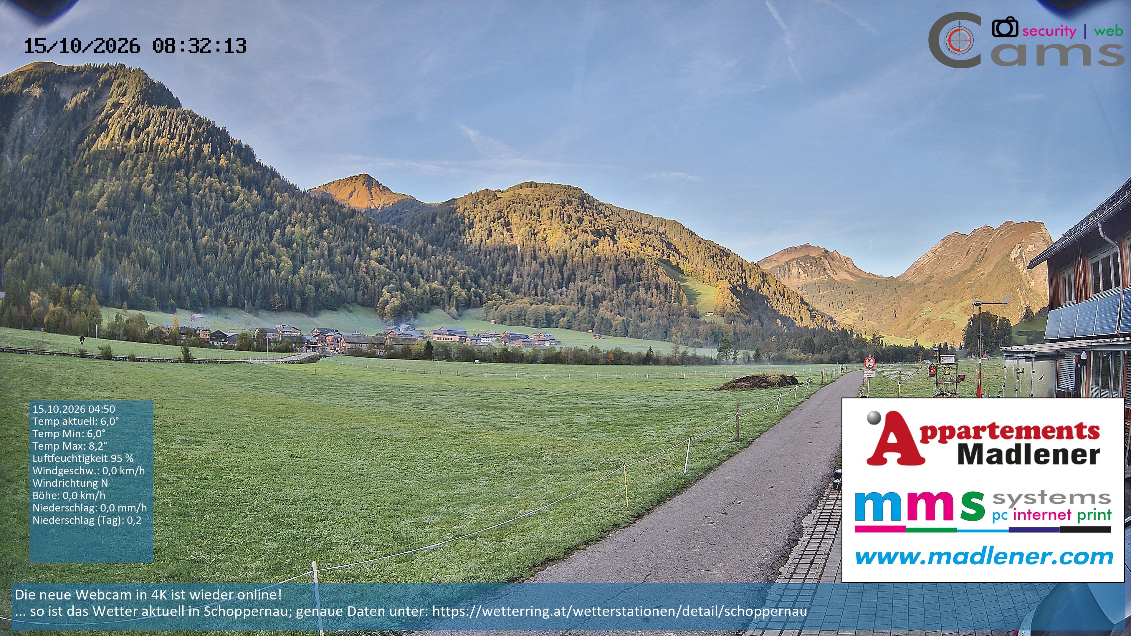 Archived image Webcam Schoppernau lower valley in the Bregenzerwald