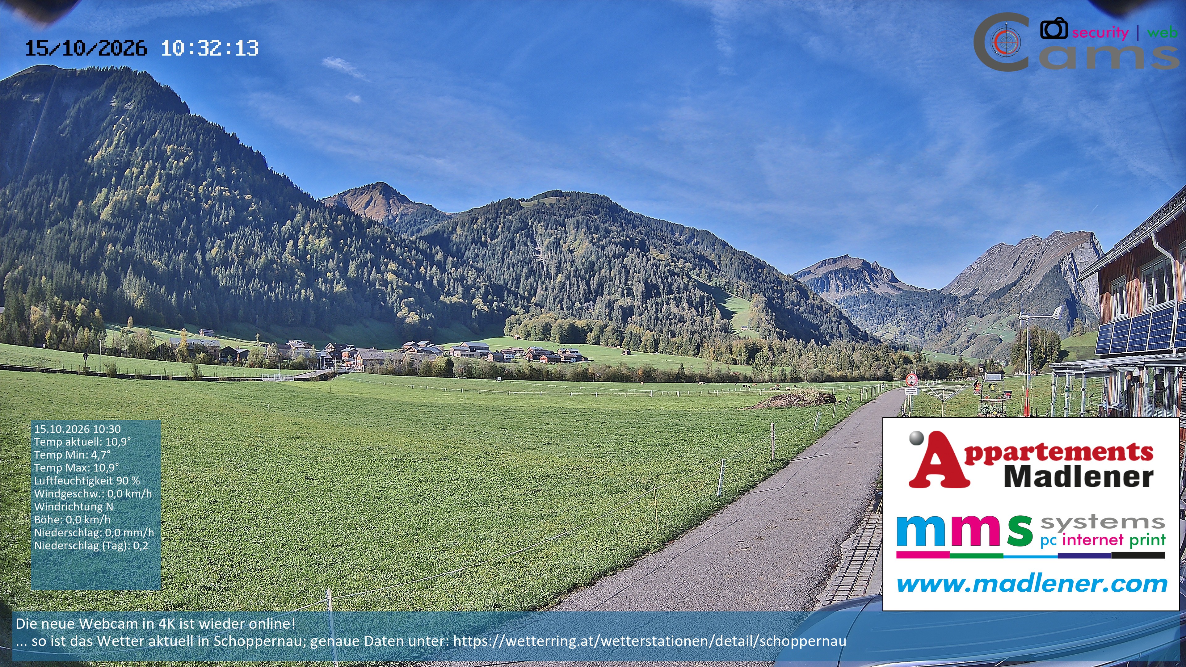 Archived image Webcam Schoppernau lower valley in the Bregenzerwald