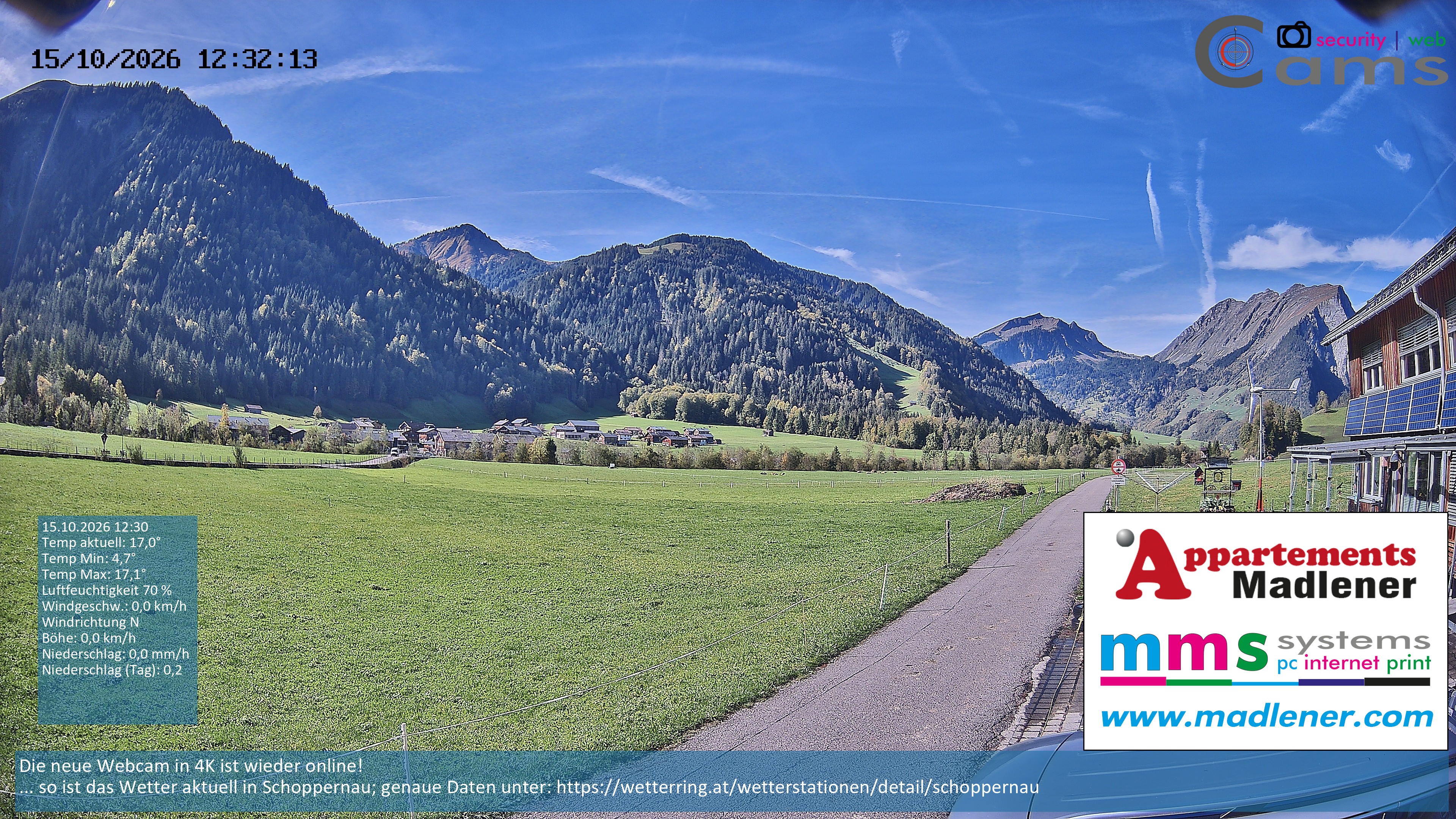 Archived image Webcam Schoppernau lower valley in the Bregenzerwald