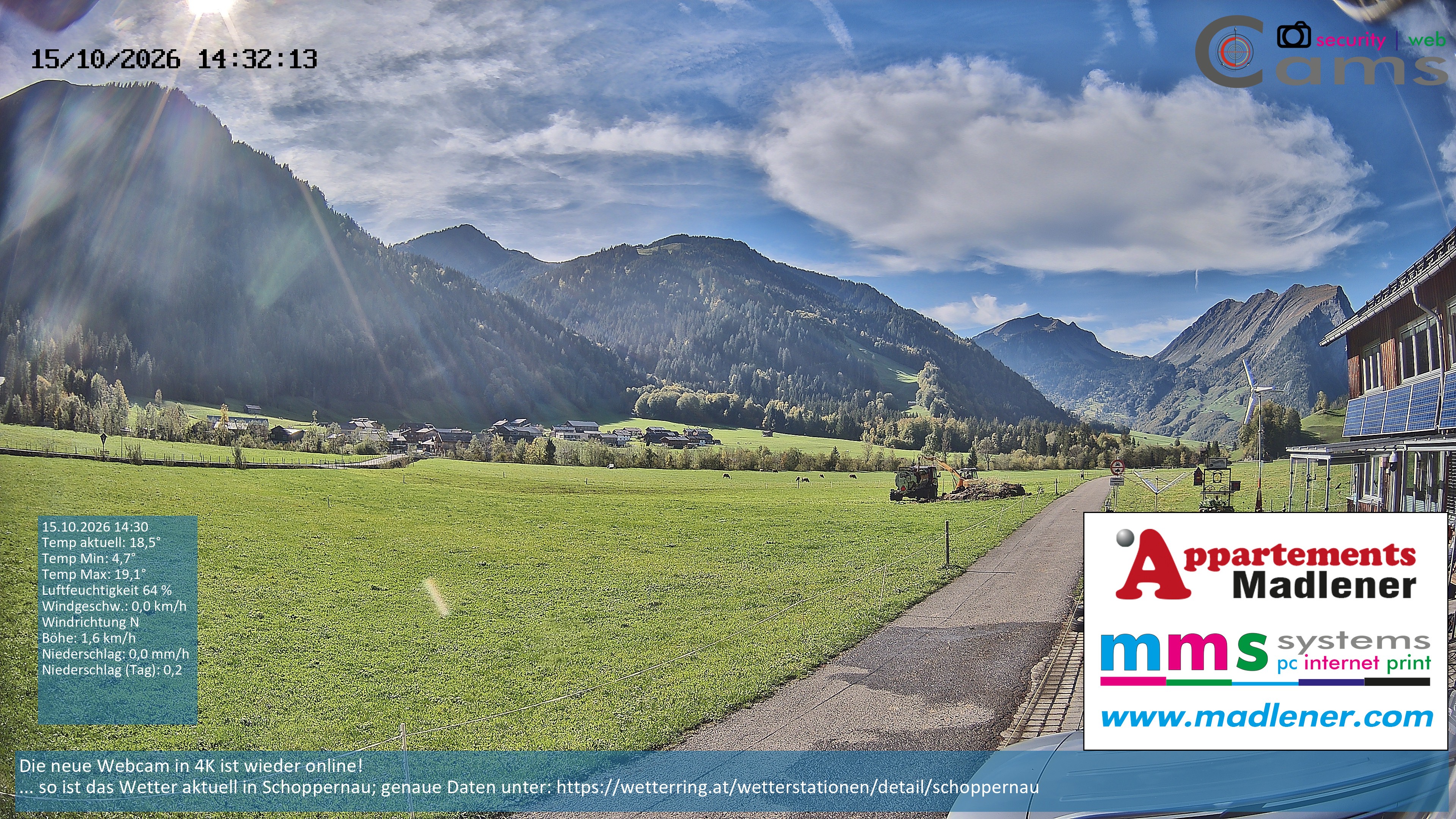 Archived image Webcam Schoppernau lower valley in the Bregenzerwald
