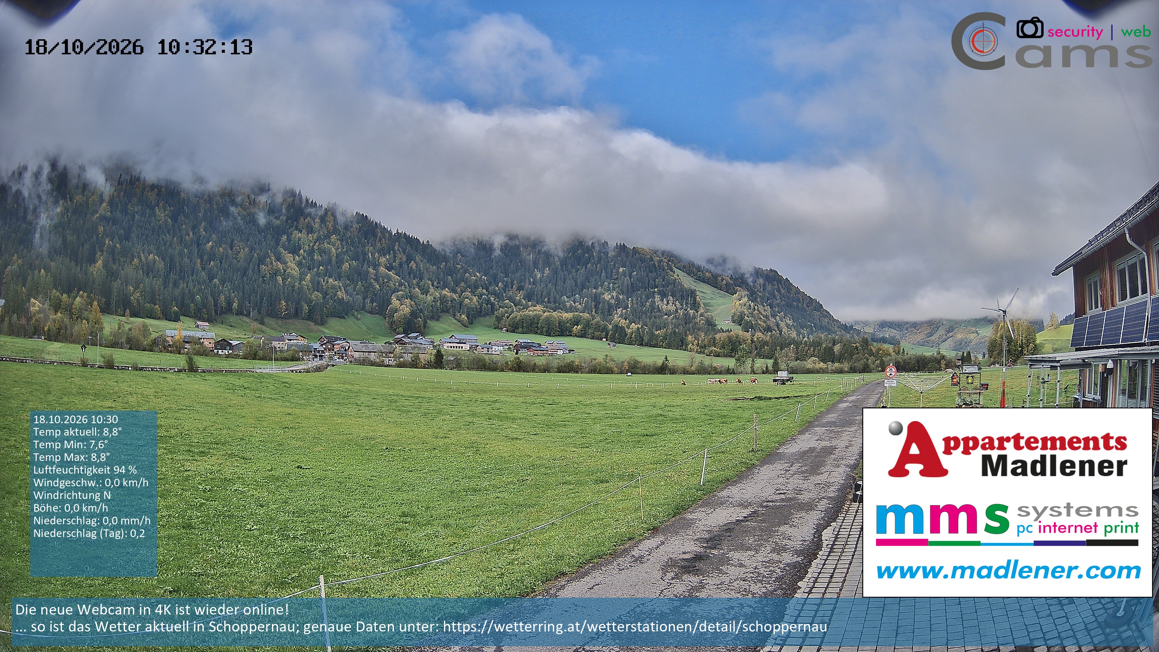 Archiv Foto Webcam Schoppernau Unterdorf im Bregenzerwald