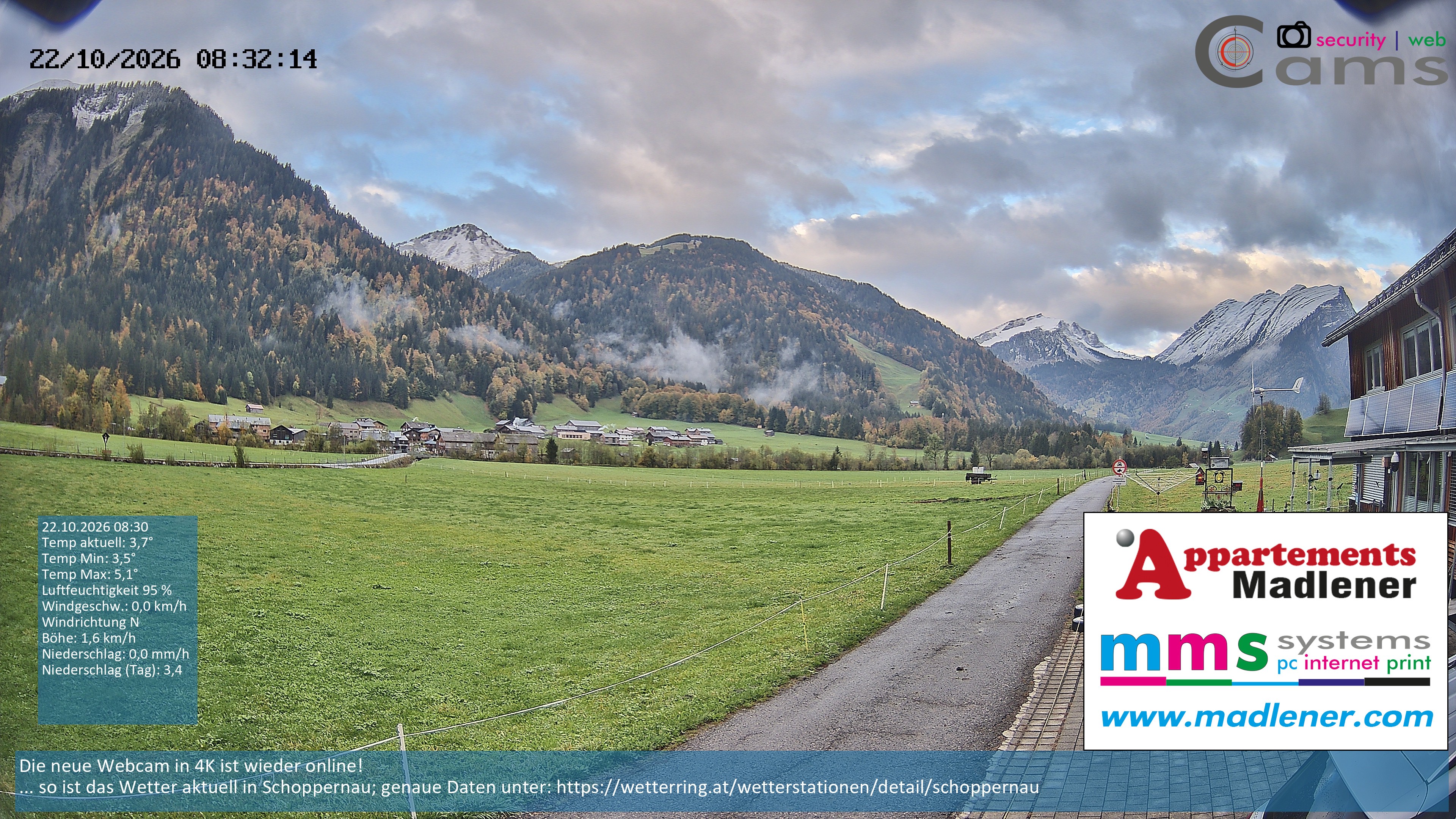 Archived image Webcam Schoppernau lower valley in the Bregenzerwald