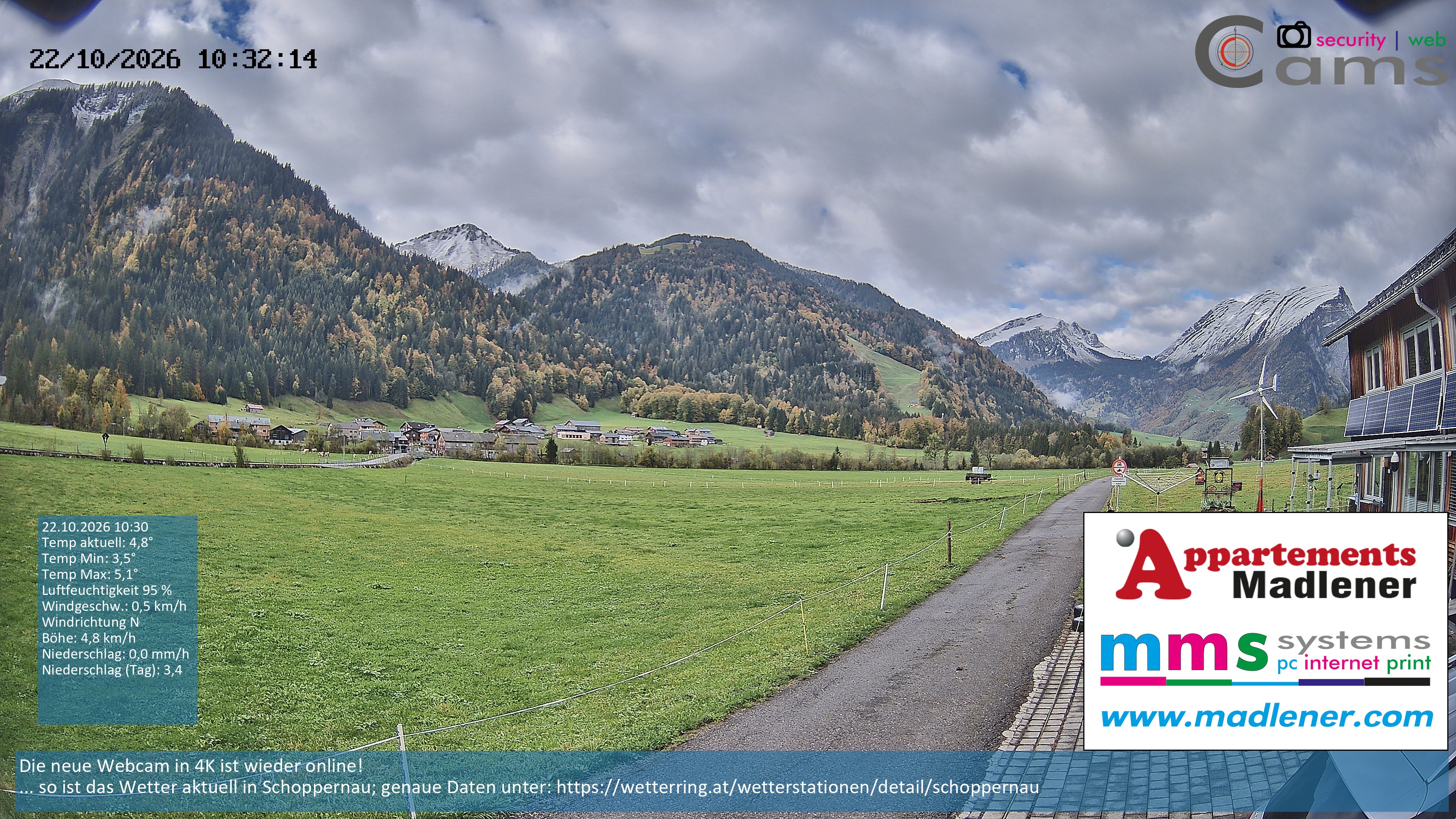 Archived image Webcam Schoppernau lower valley in the Bregenzerwald