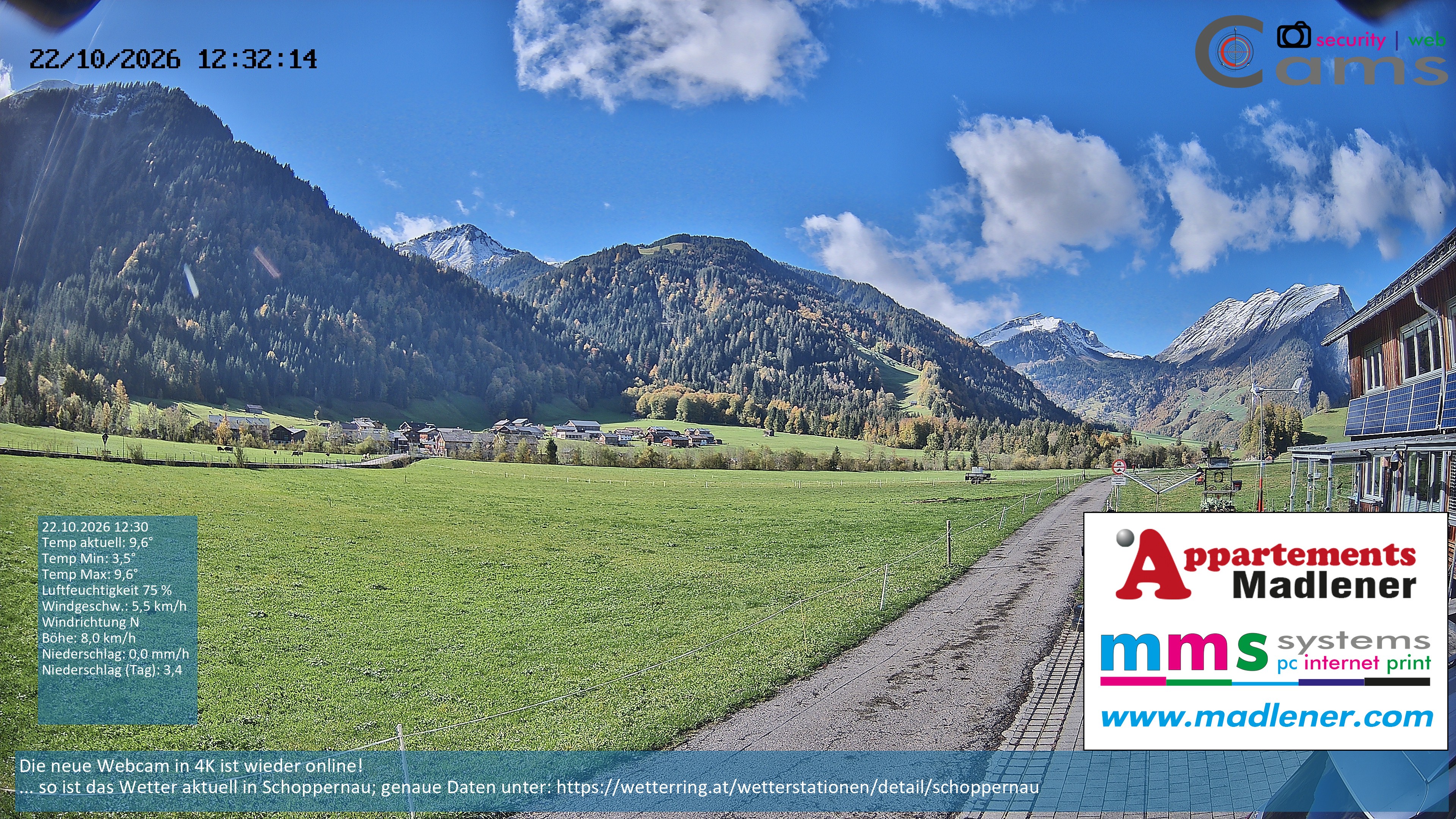 Archived image Webcam Schoppernau lower valley in the Bregenzerwald