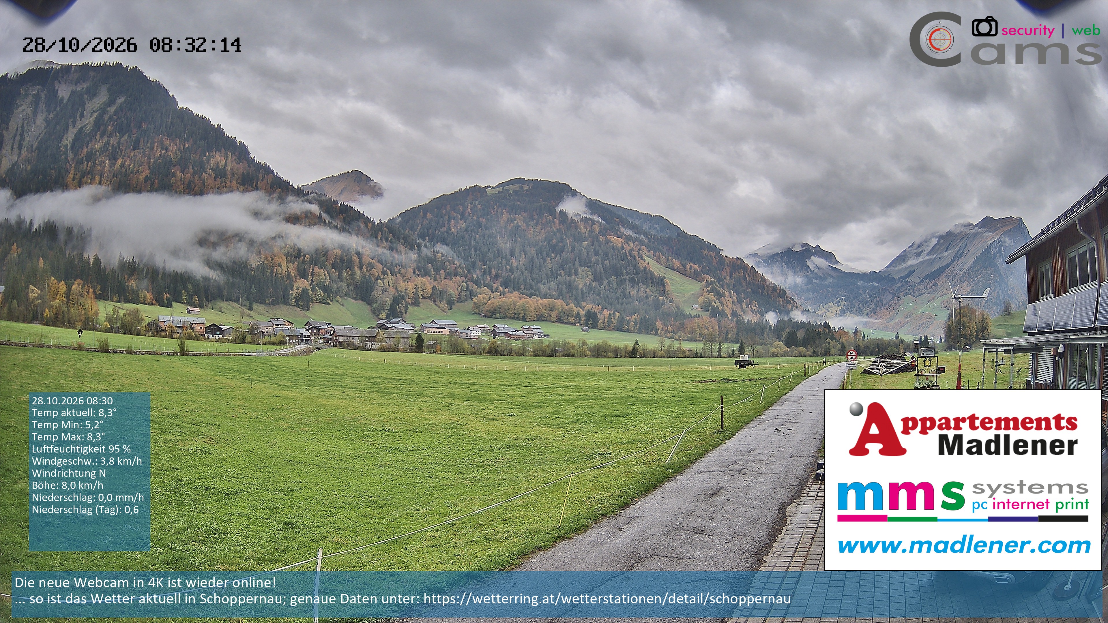 Archiv Foto Webcam Schoppernau Unterdorf im Bregenzerwald
