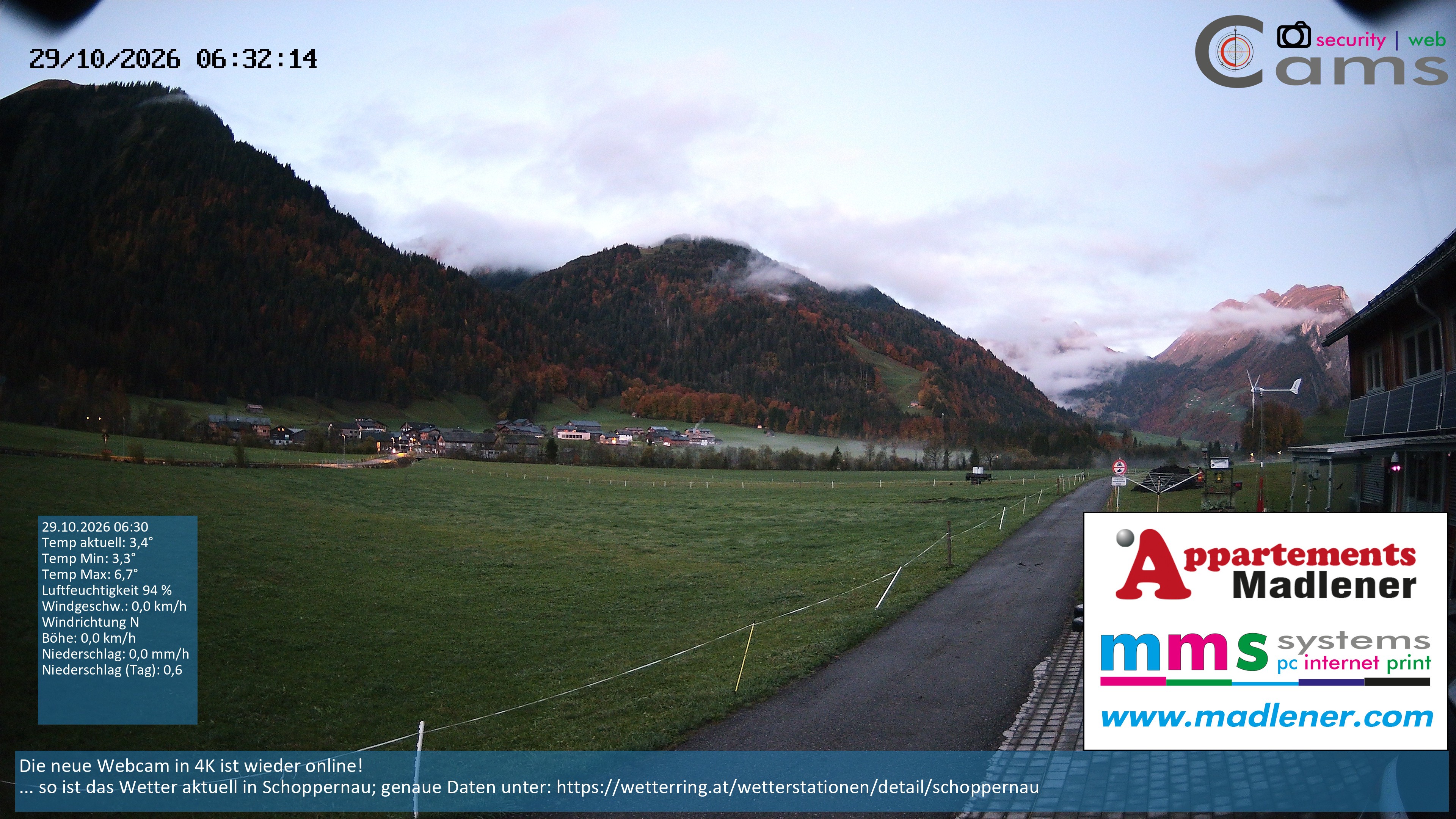 Archiv Foto Webcam Schoppernau Unterdorf im Bregenzerwald