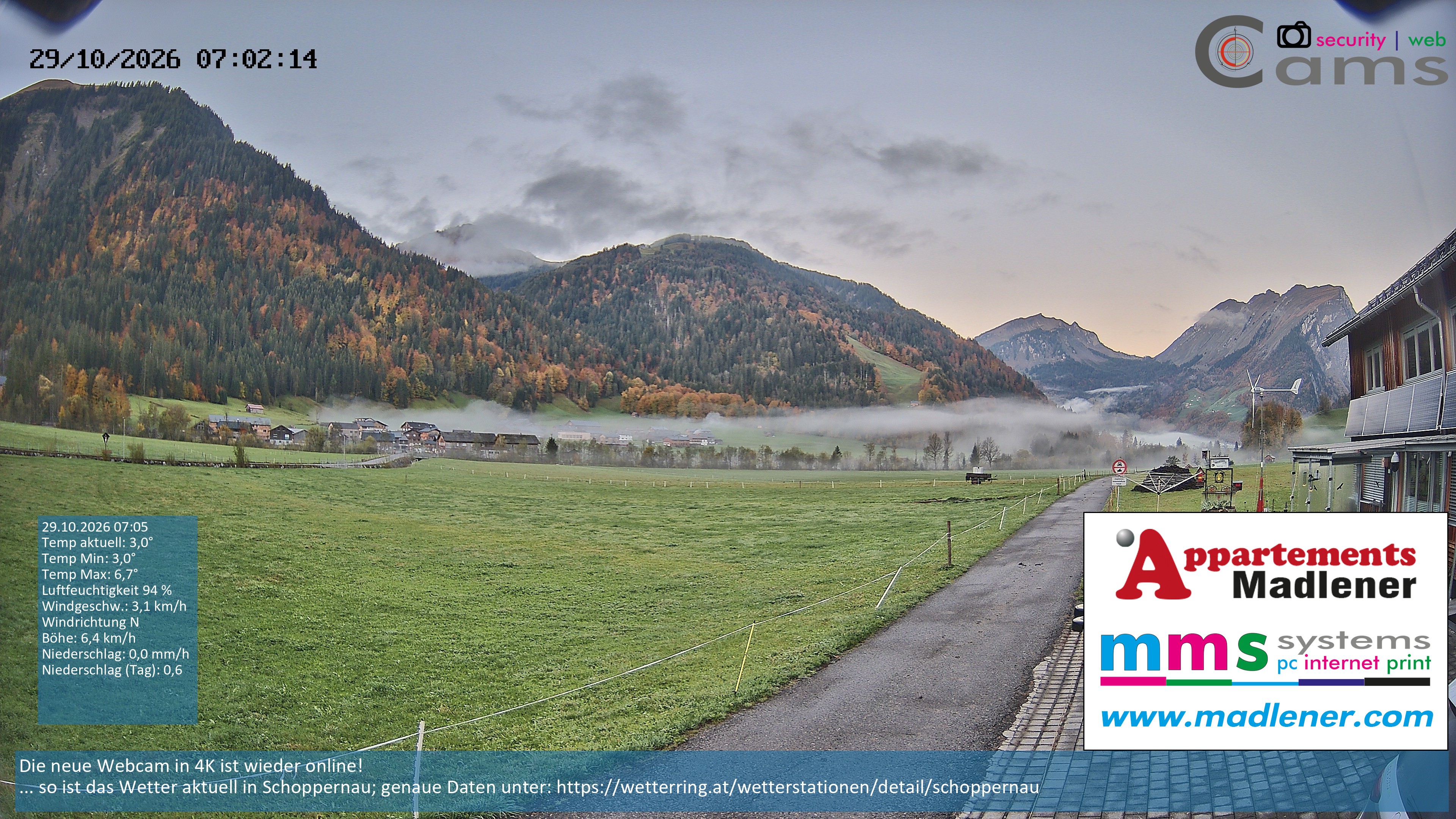 Archiv Foto Webcam Schoppernau Unterdorf im Bregenzerwald
