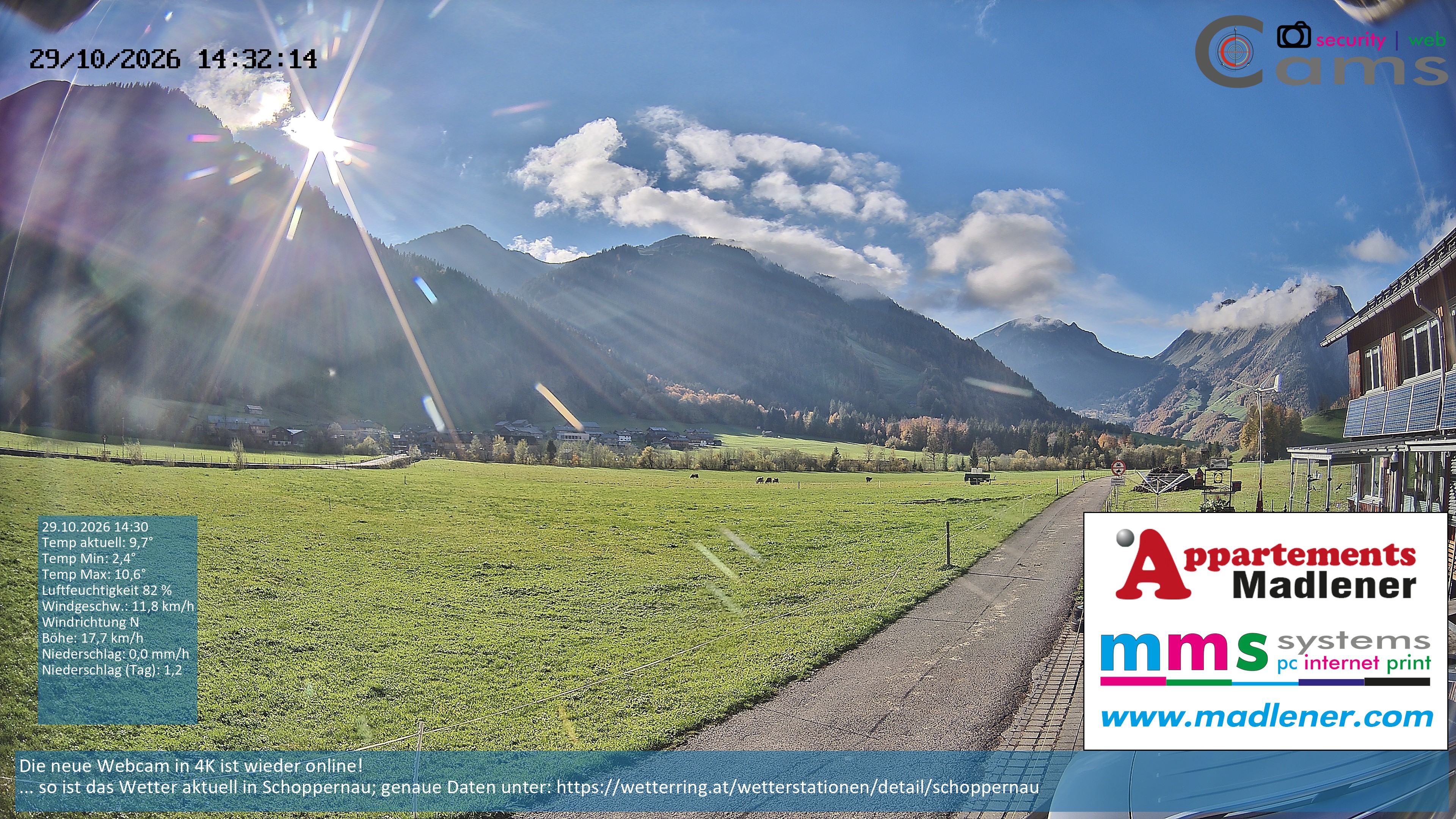 Archiv Foto Webcam Schoppernau Unterdorf im Bregenzerwald