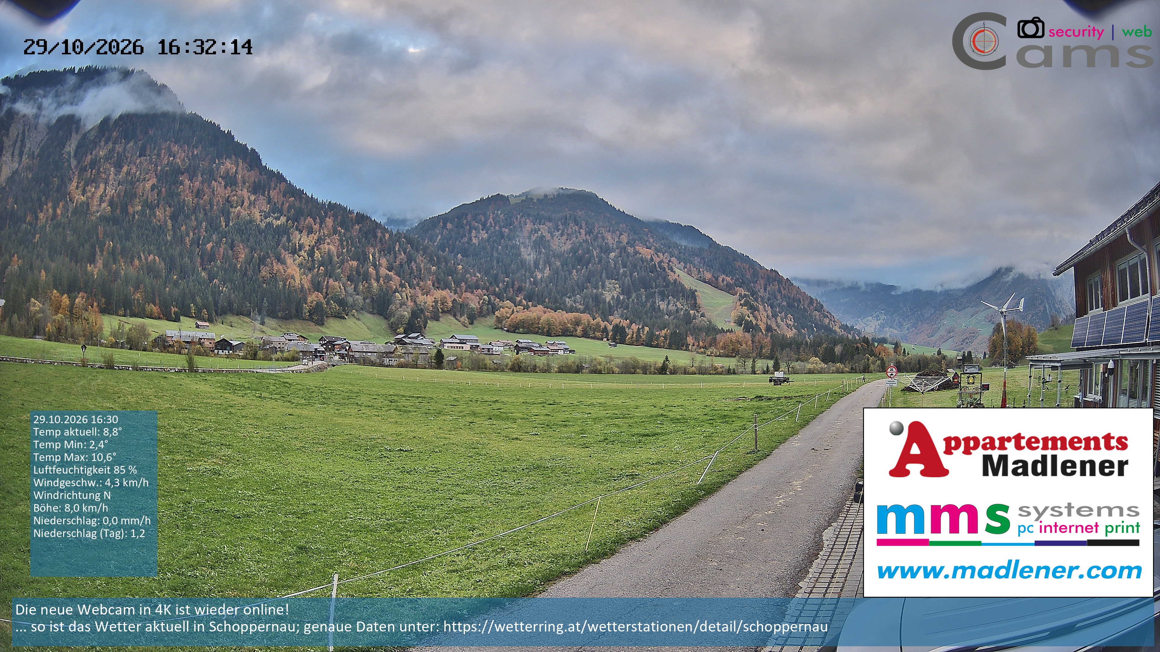 Archiv Foto Webcam Schoppernau Unterdorf im Bregenzerwald