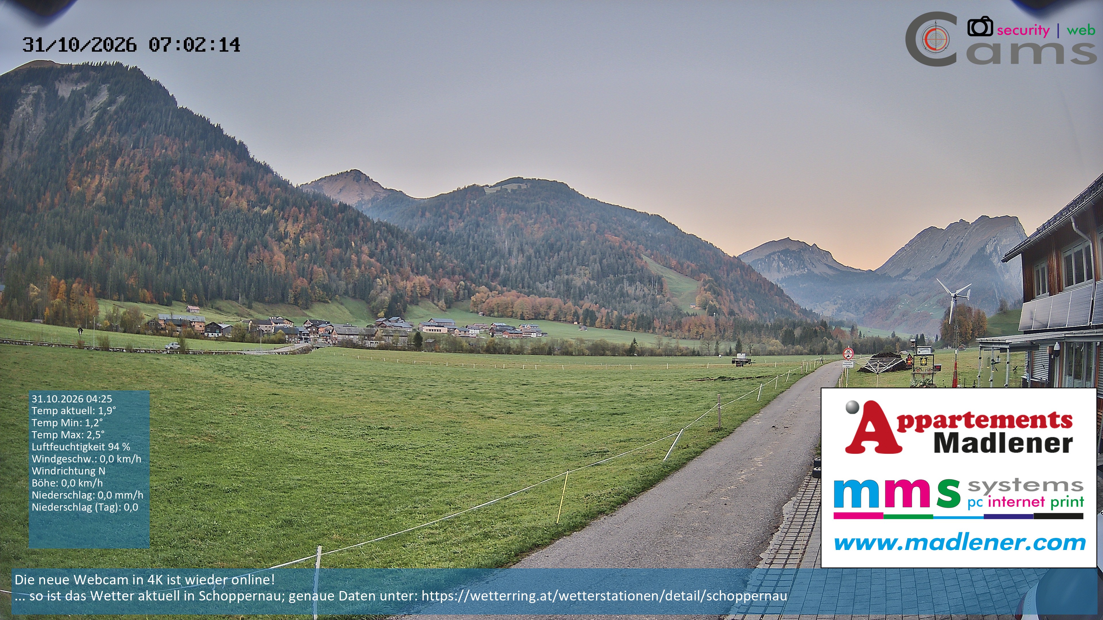 Archiv Foto Webcam Schoppernau Unterdorf im Bregenzerwald