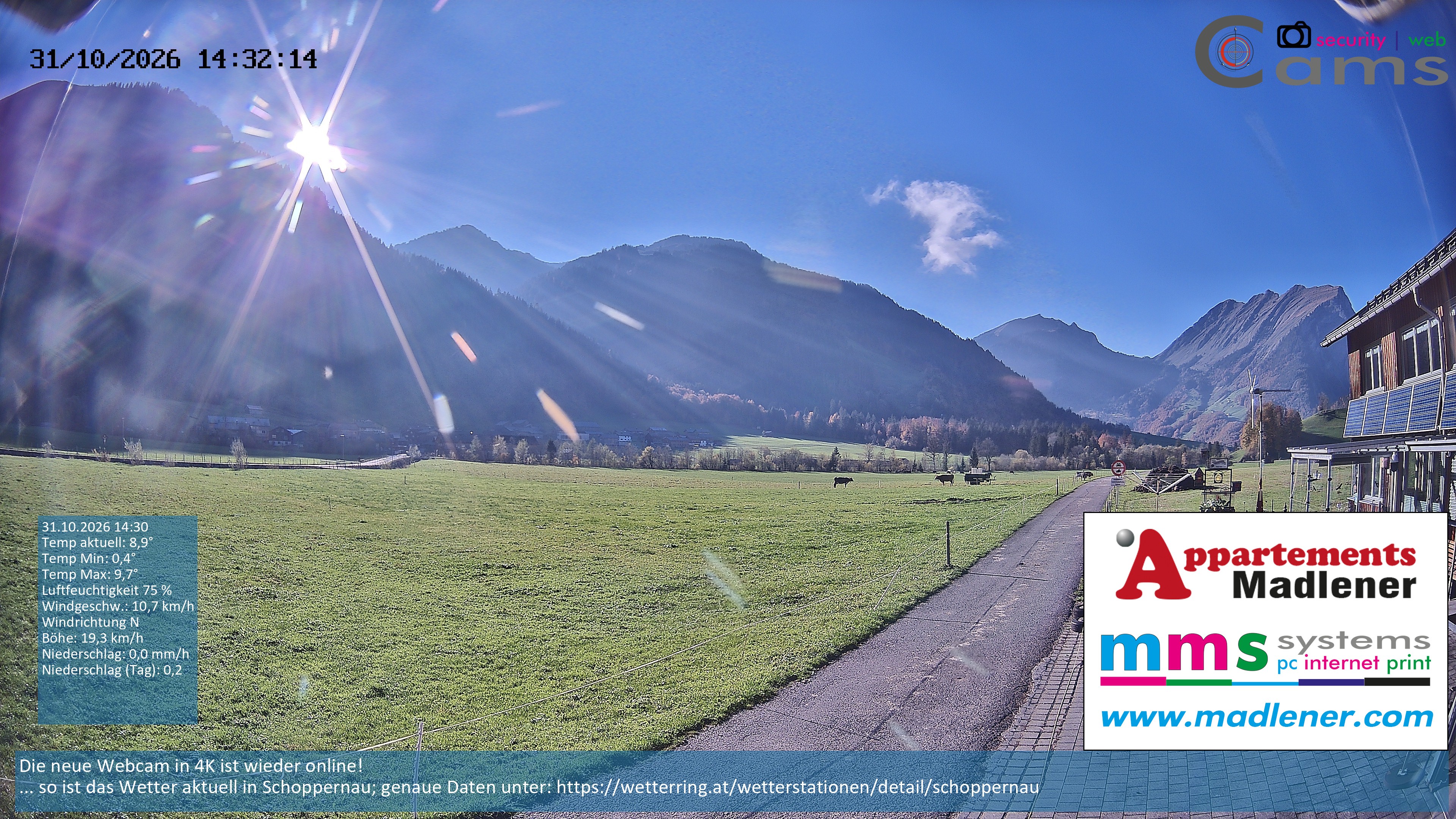 Archiv Foto Webcam Schoppernau Unterdorf im Bregenzerwald