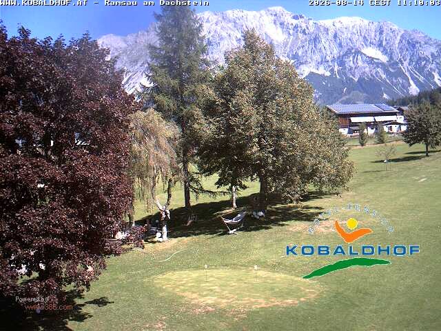 Archived image Webcam Ramsau am Dachstein: Golf course at the hotel Kobaldhof