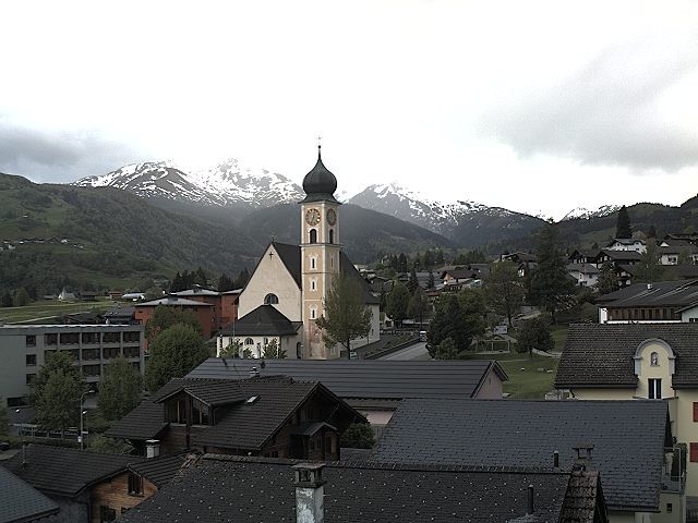 Archived image Webcam Disentis/Mustér, Sogn Gions church