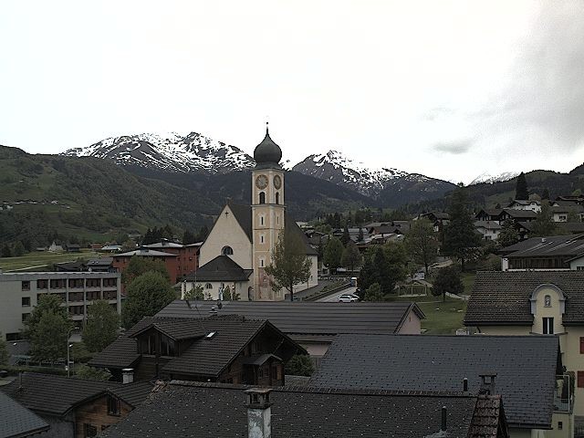 Archived image Webcam Disentis/Mustér, Sogn Gions church