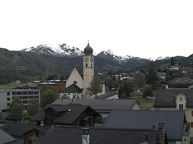 Archived image Webcam Disentis/Mustér, Sogn Gions church
