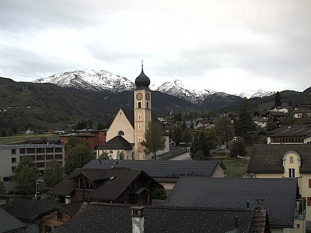 Archived image Webcam Disentis/Mustér, Sogn Gions church