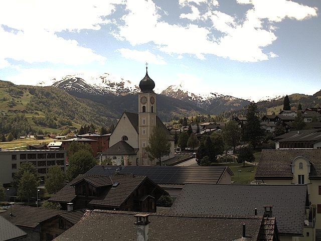 Archived image Webcam Disentis/Mustér, Sogn Gions church