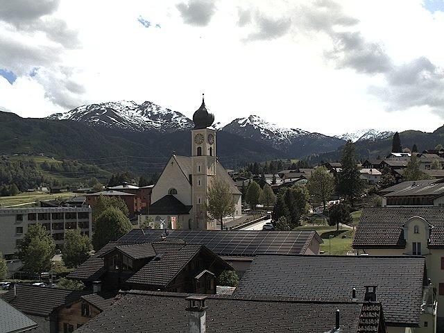 Archived image Webcam Disentis/Mustér, Sogn Gions church
